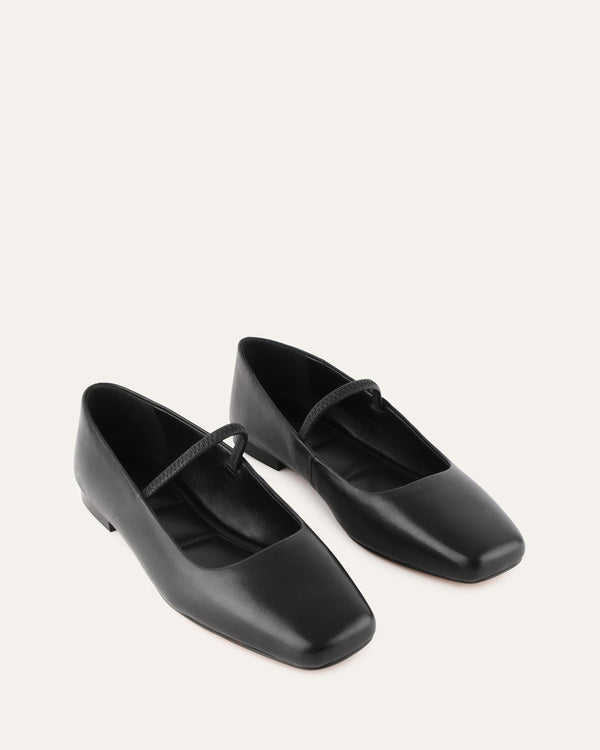 Serenity Jo Mercer Ballet Flats AVERY CASUAL FLATS BLACK LEATHER