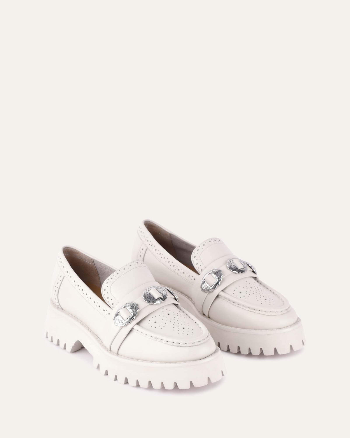 BARBARA LOAFERS OFF WHITE LEATHER