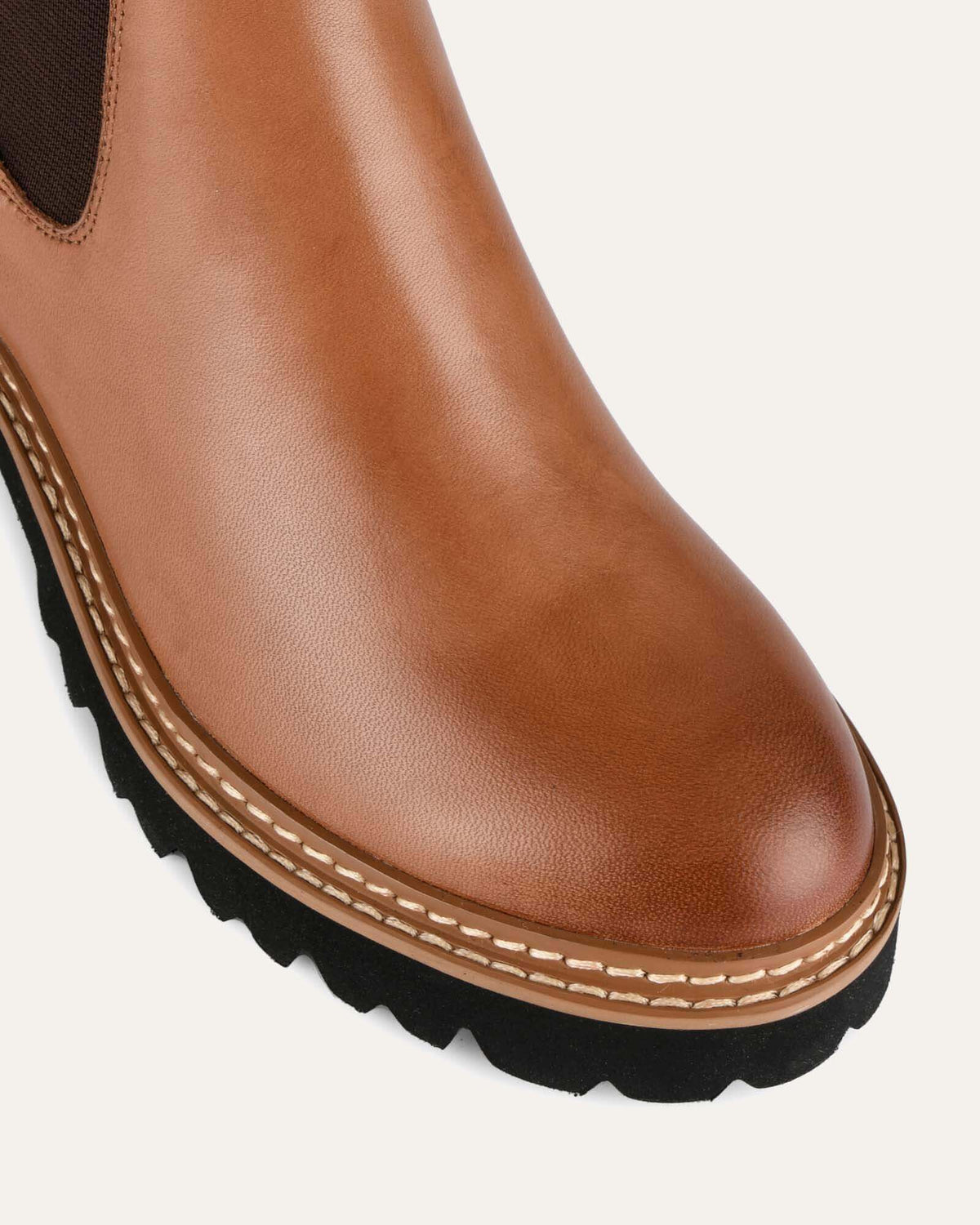 COMO FLAT ANKLE BOOTS BRANDY LEATHER