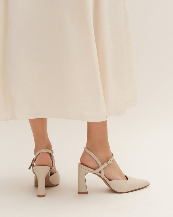 DAWN HIGH HEELS OFF WHITE LEATHER Jo Mercer