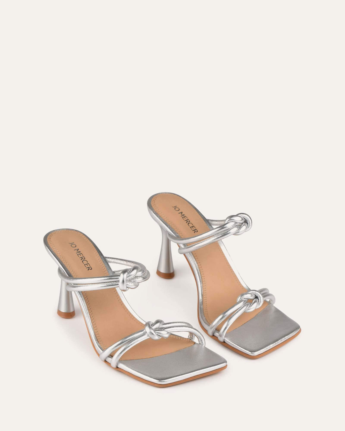 HARLOW HIGH HEEL SANDALS SILVER LEATHER