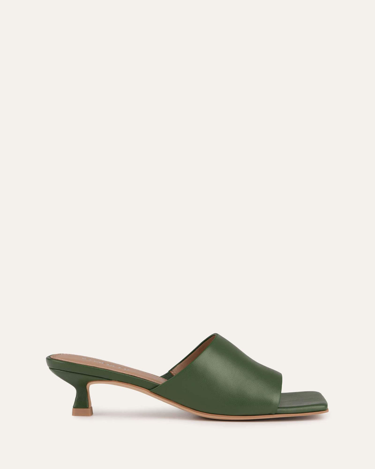 MAEVE MID HEEL SANDALS MOSS GREEN LEATHER
