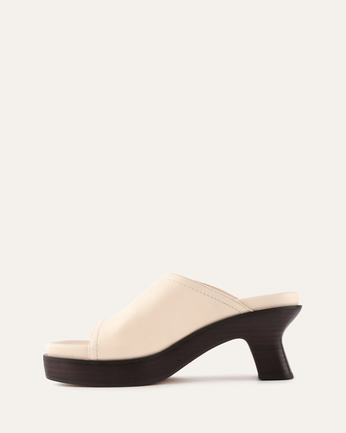 PALM MID HEEL SANDALS VANILLA LEATHER