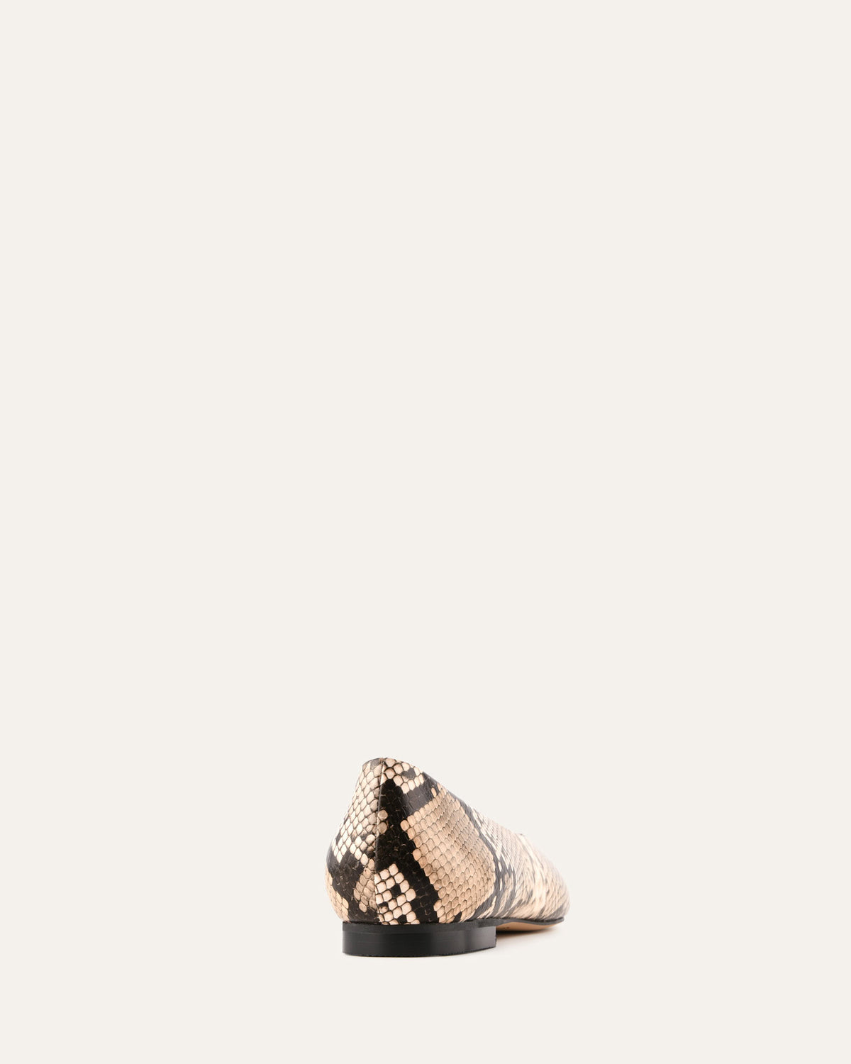 Patterned flat shoe on a light beige background
