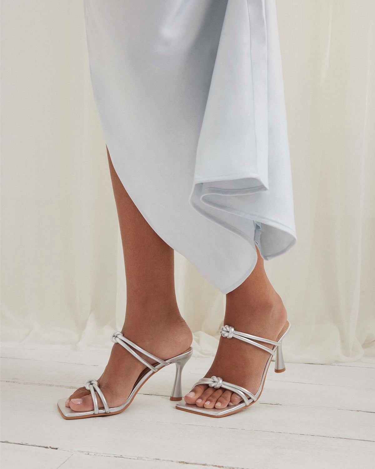 HARLOW HIGH HEEL SANDALS SILVER LEATHER