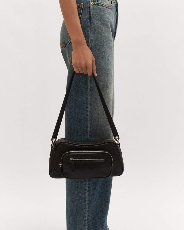 BECKY CROSSBODY BAG BLACK LEATHER - Jo Mercer