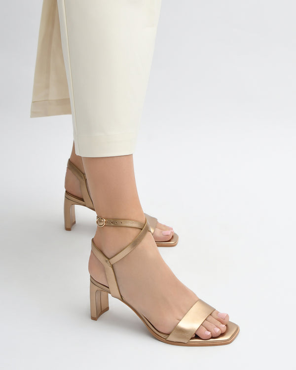 NATSU MID HEEL SANDALS SOFT GOLD LEATHER Jo Mercer