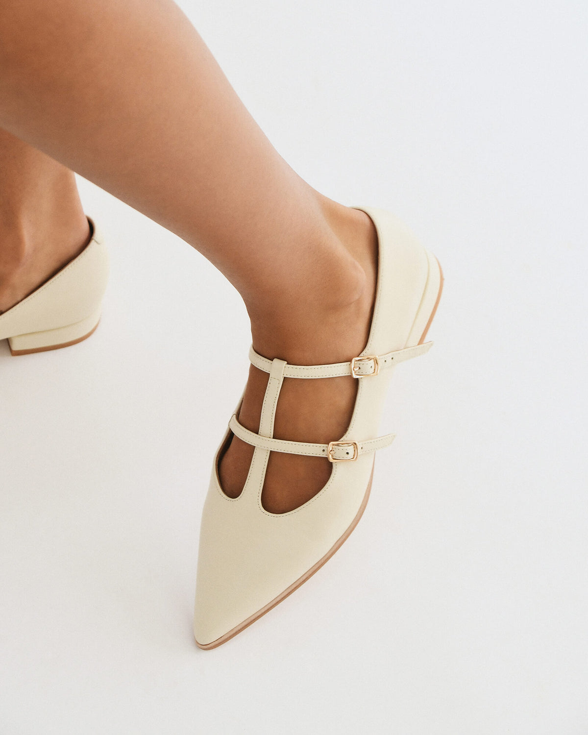 CANDICE DRESS FLATS OFF WHITE LEATHER