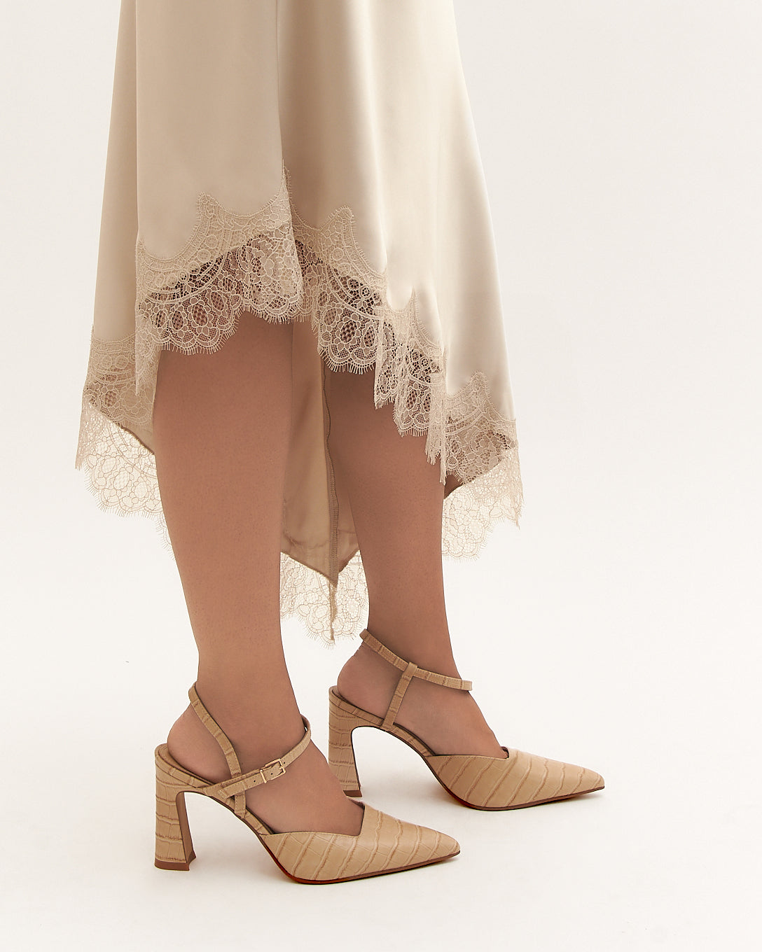 DAWN HIGH HEELS BEIGE CROC