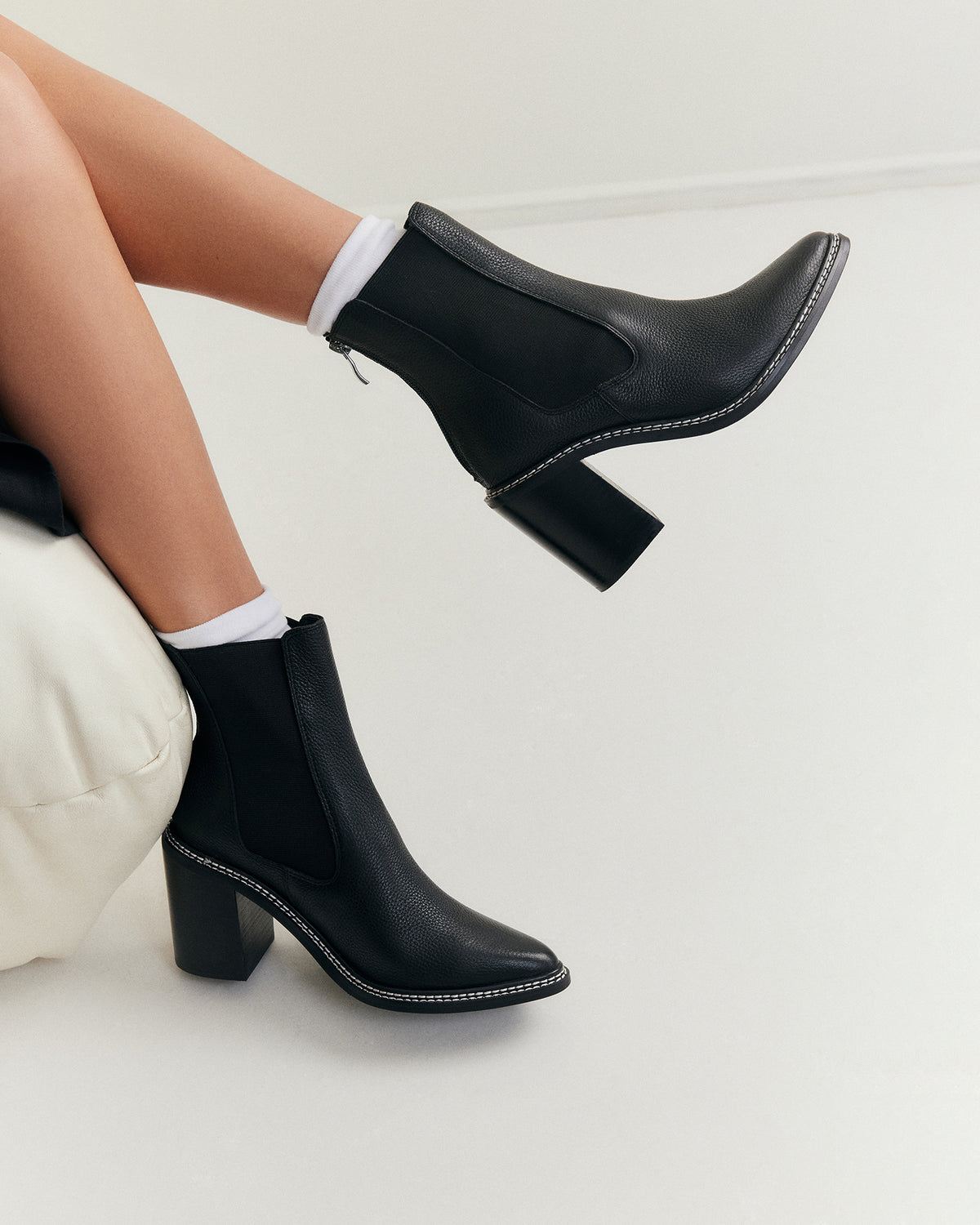 LUXE HIGH ANKLE BOOTS BLACK LEATHER
