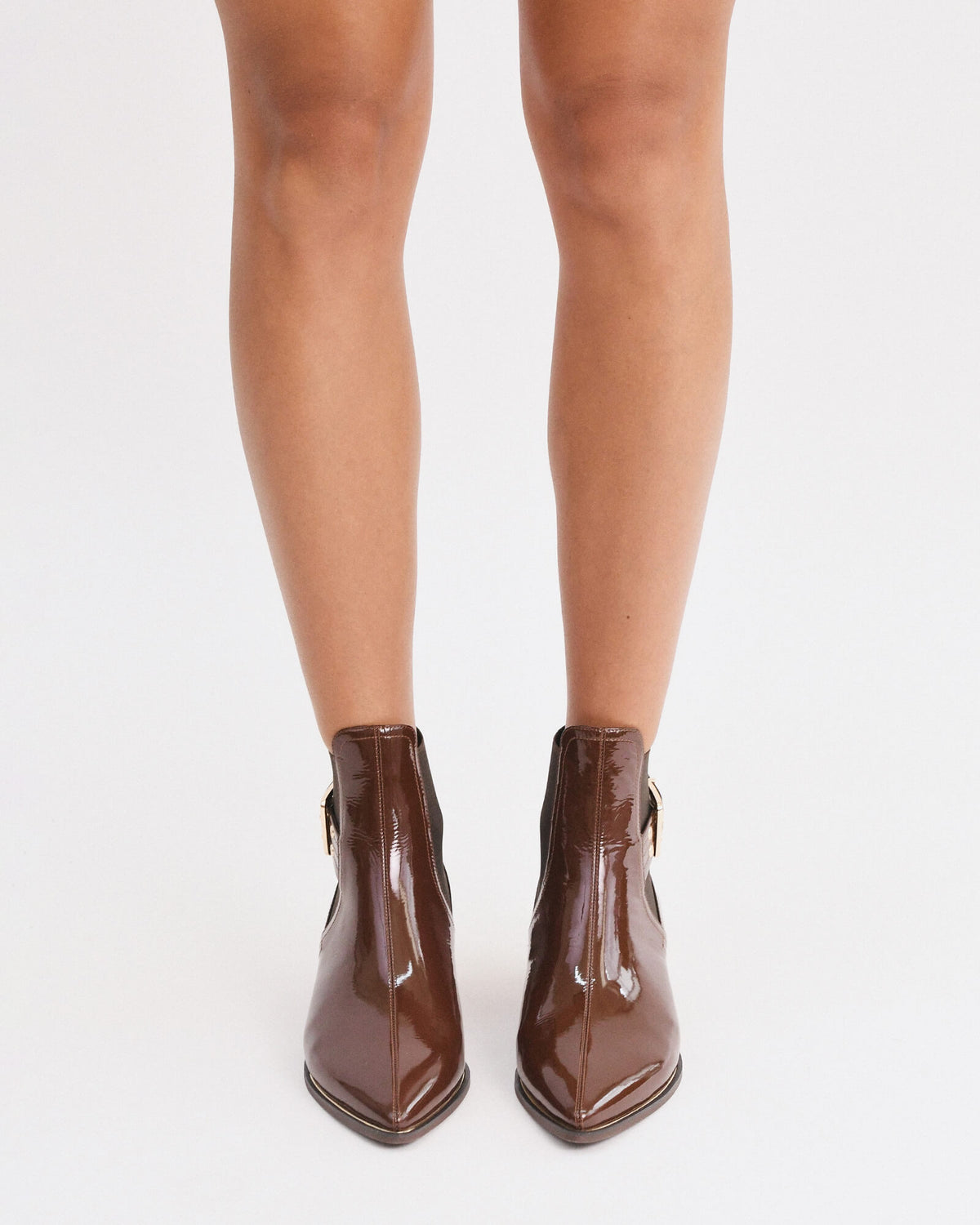 RIVER FLAT ANKLE BOOTS DARK CHOC CRINKLE PATENT