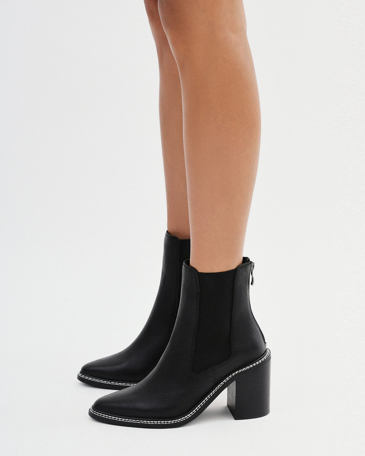 LUXE HIGH ANKLE BOOTS BLACK LEATHER
