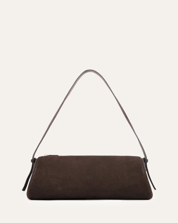 WINFREY SHOULDER BAG BITTER CHOC SUEDE - Jo Mercer