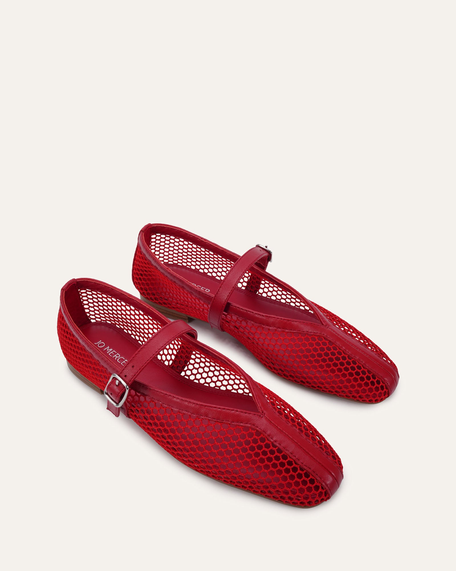 AIDA CASUAL FLATS LIPSTICK RED MESH