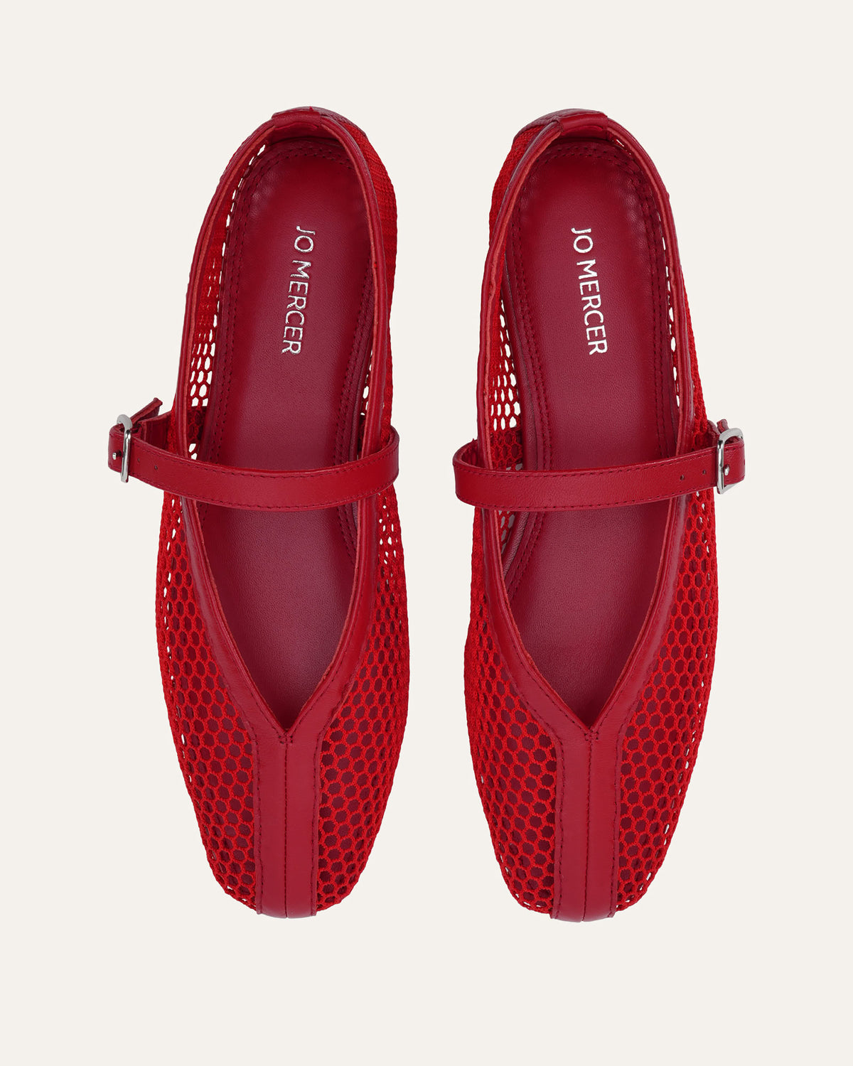 AIDA CASUAL FLATS LIPSTICK RED MESH