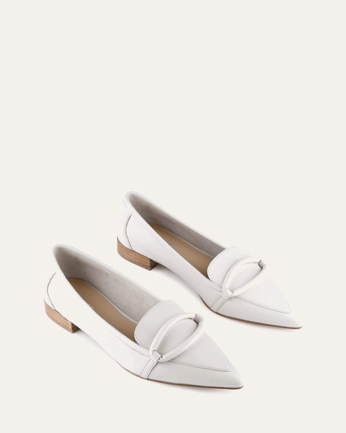 AINSLEY DRESS FLATS OFF WHITE LEATHER