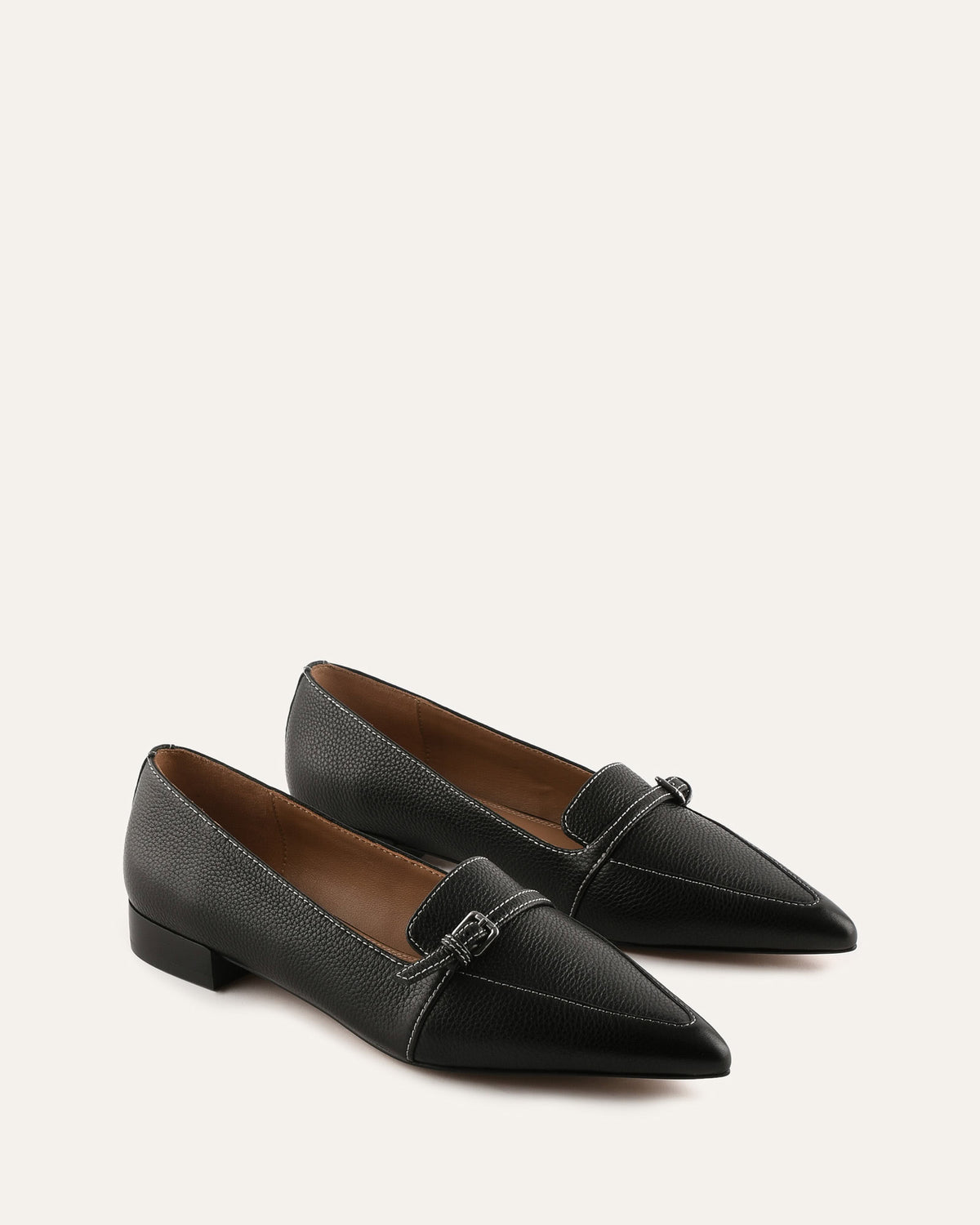 ALEAH DRESS FLATS BLACK LEATHER
