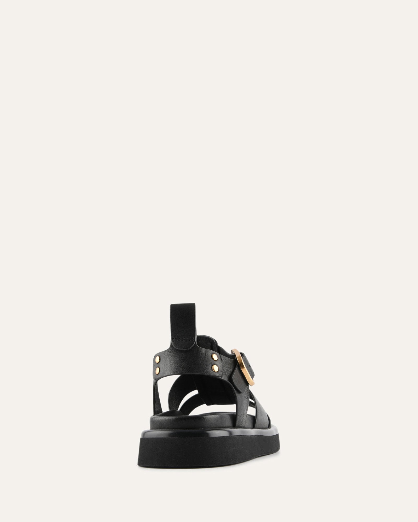 AMINA FLAT SANDALS BLACK LEATHER image
