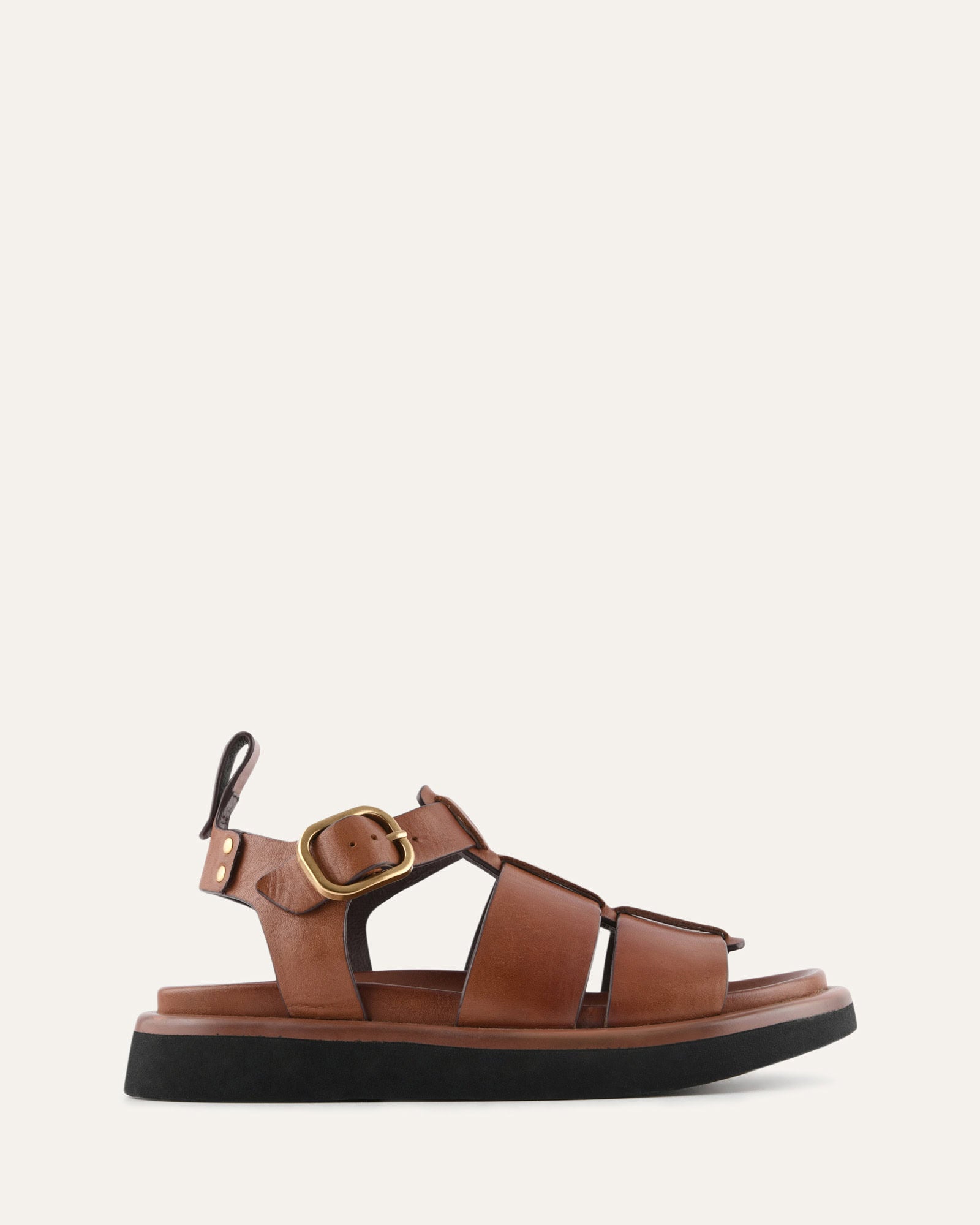 AMINA FLAT SANDALS BRANDY LEATHER image