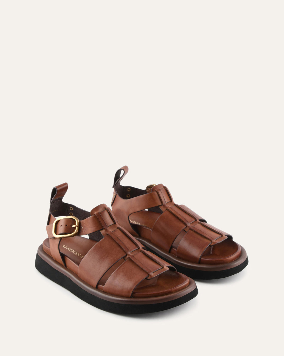 AMINA FLAT SANDALS BRANDY LEATHER