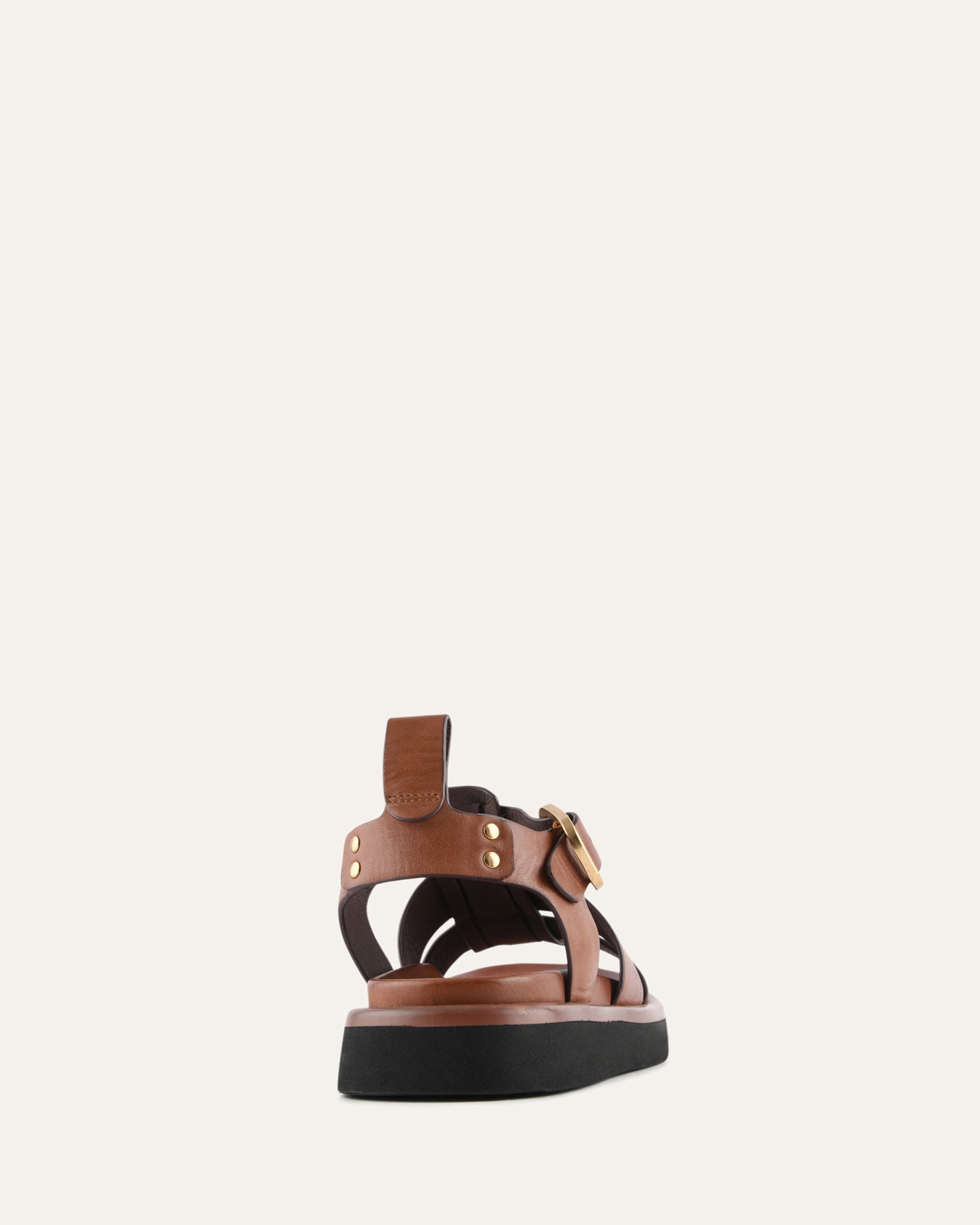AMINA FLAT SANDALS BRANDY LEATHER image
