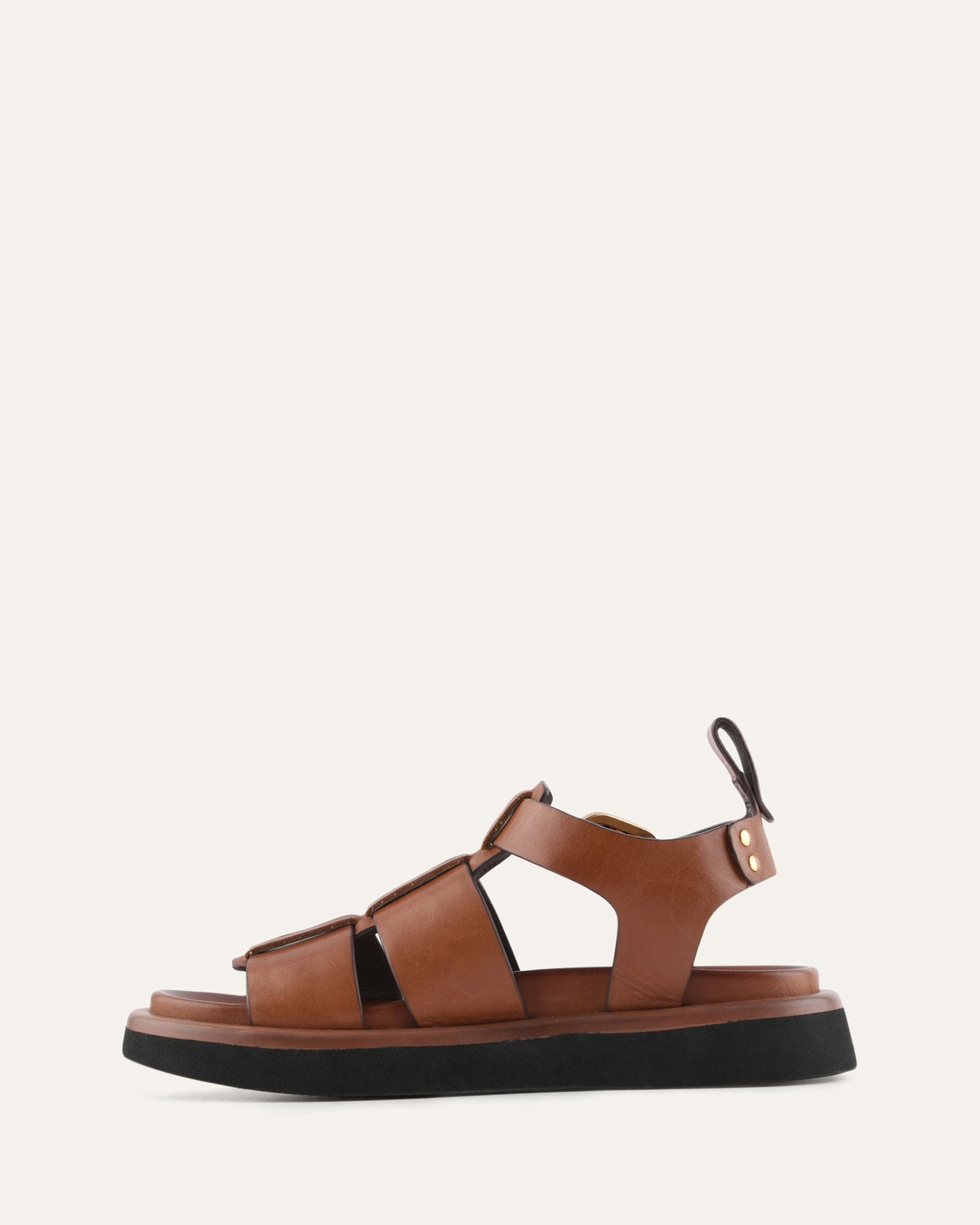 AMINA FLAT SANDALS BRANDY LEATHER image