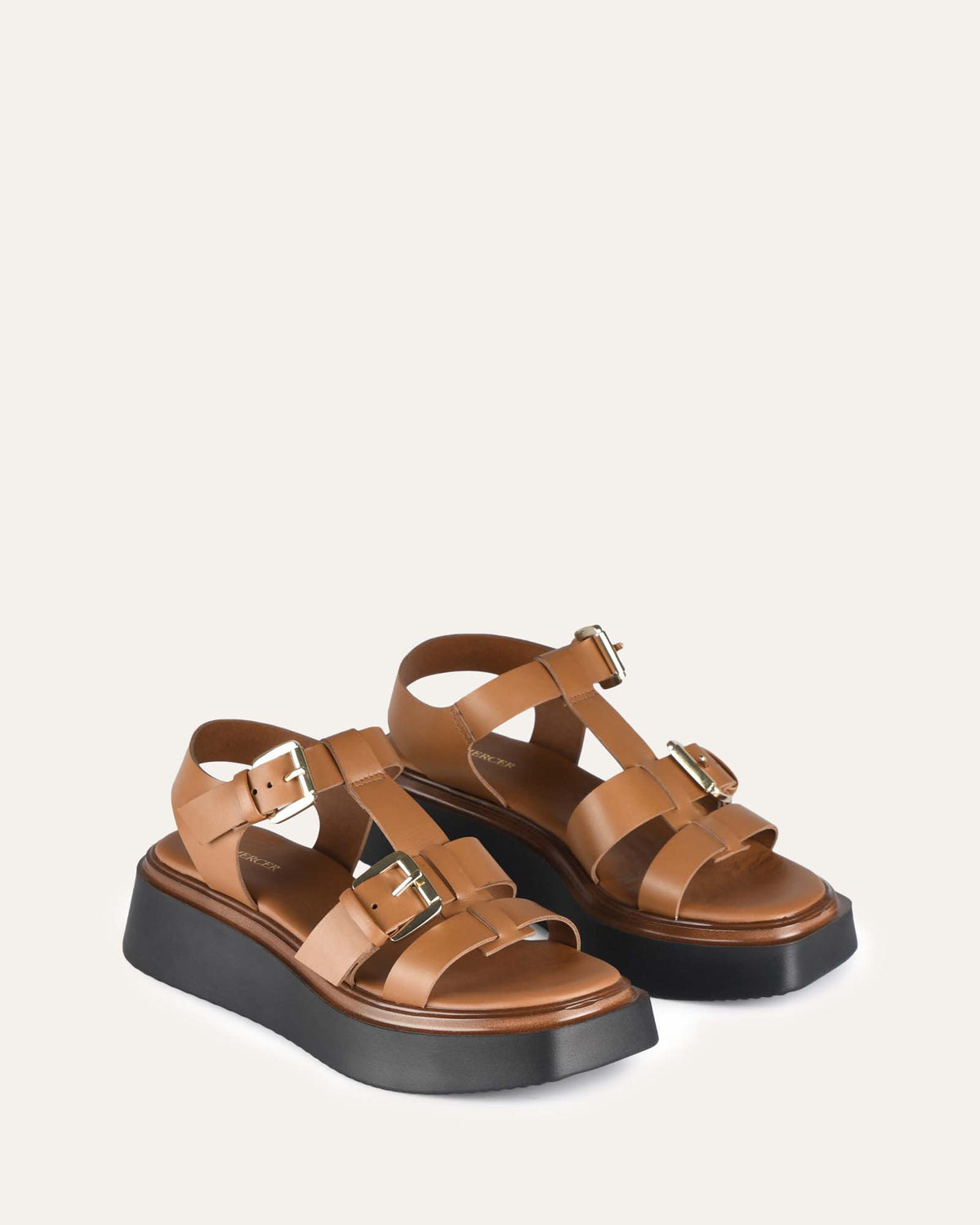 ANGELINA FLAT SANDALS TAN LEATHER