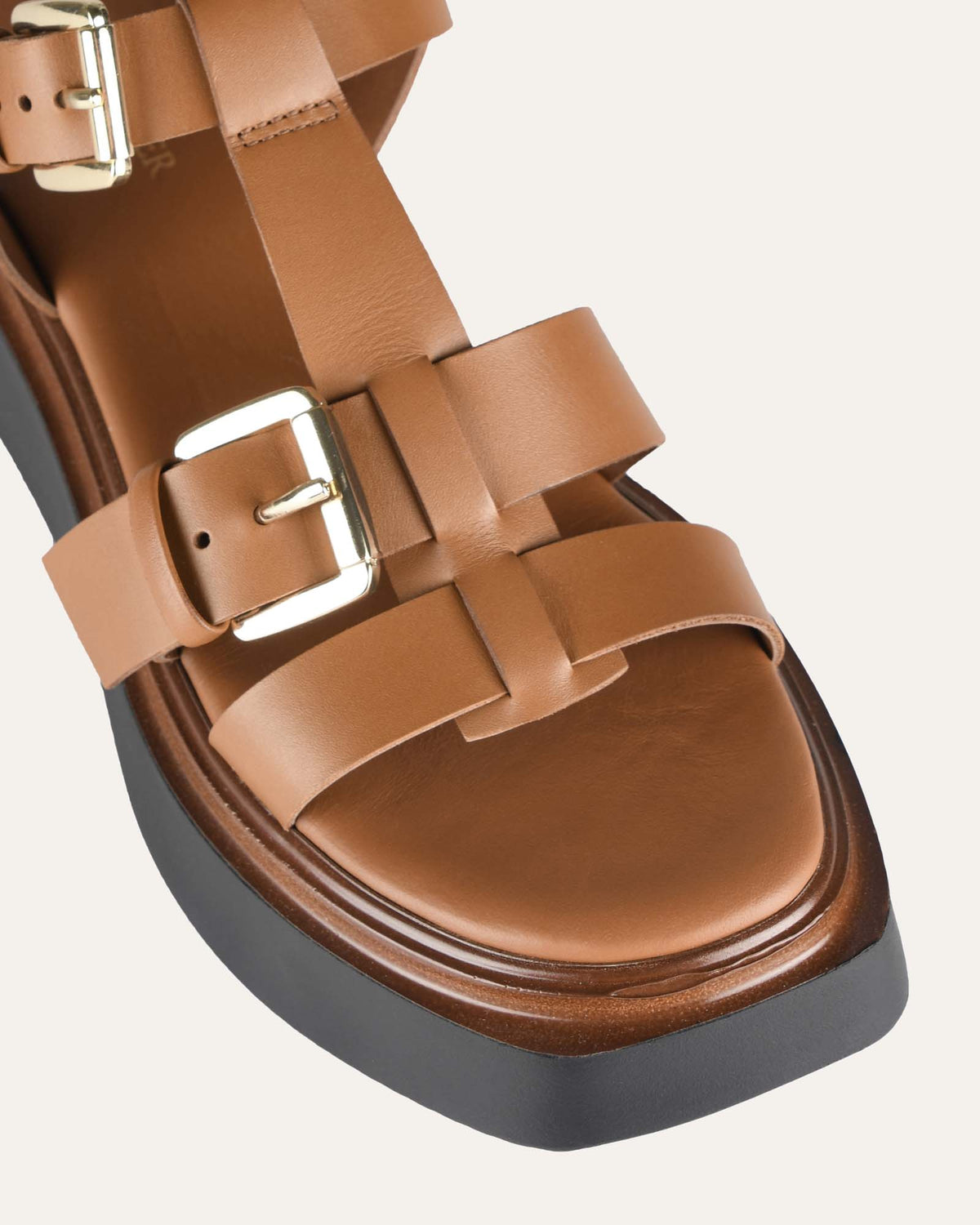 ANGELINA FLAT SANDALS TAN LEATHER