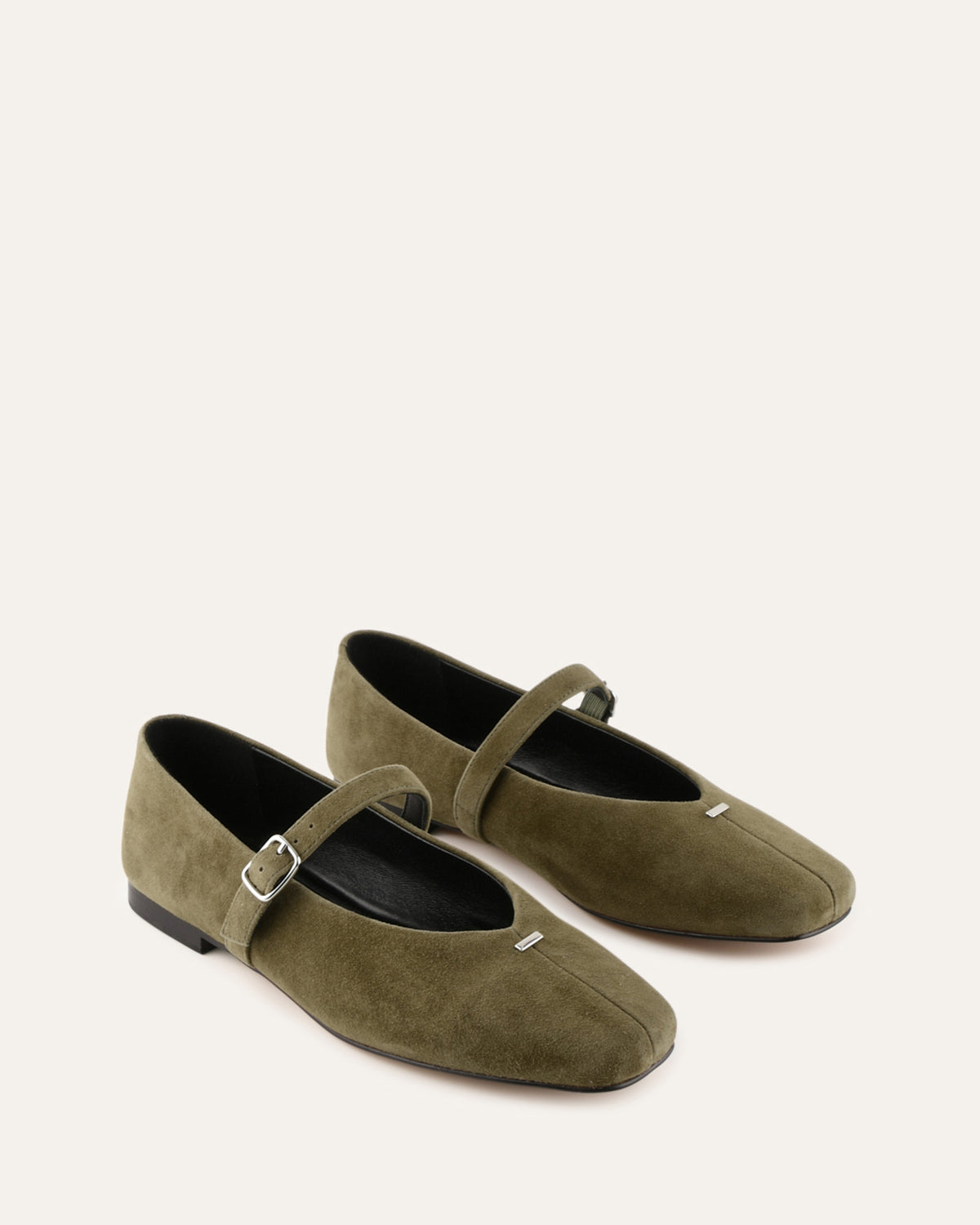 APRIL CASUAL FLATS OLIVE SUEDE