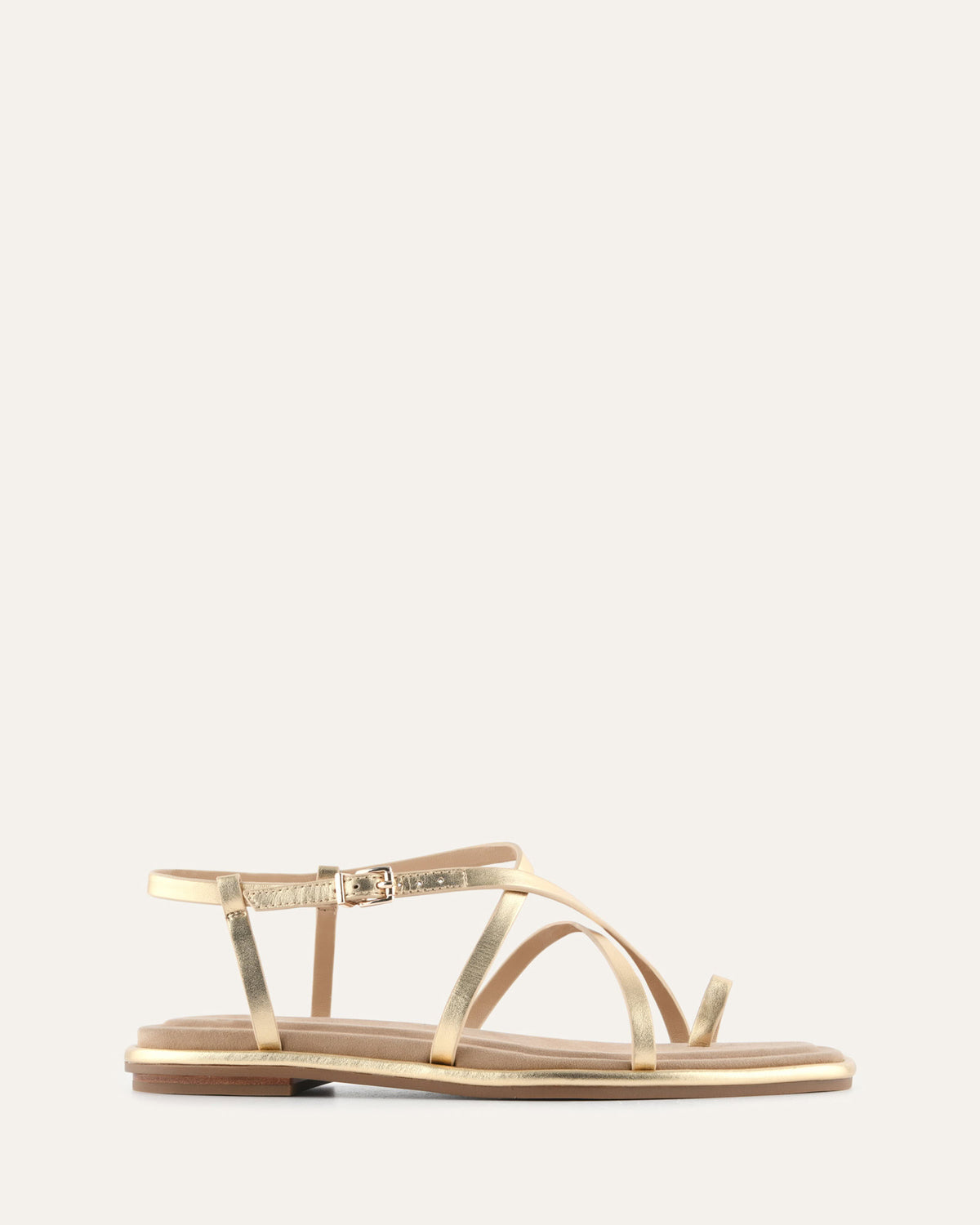AVEN FLAT SANDALS GOLD LEATHER