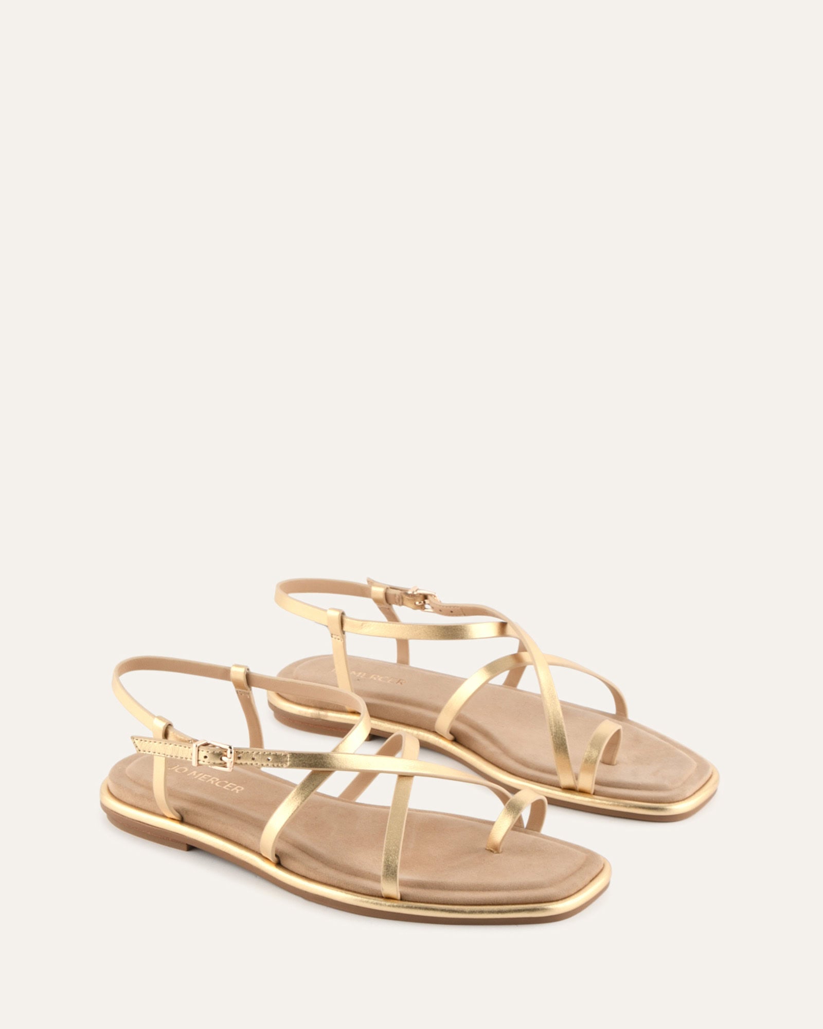 AVEN FLAT SANDALS GOLD LEATHER image