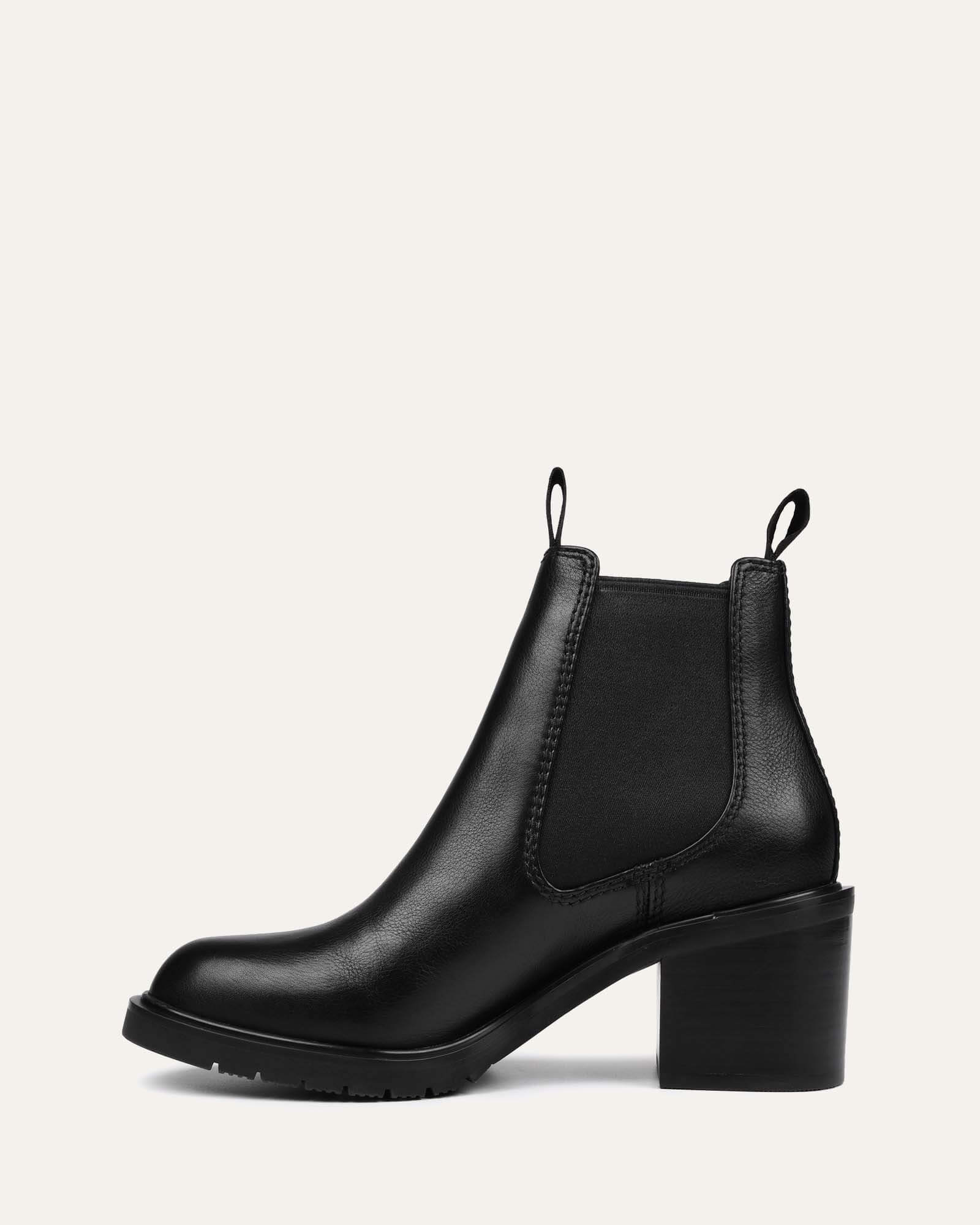 AYLA MID ANKLE BOOTS BLACK LEATHER - Jo Mercer