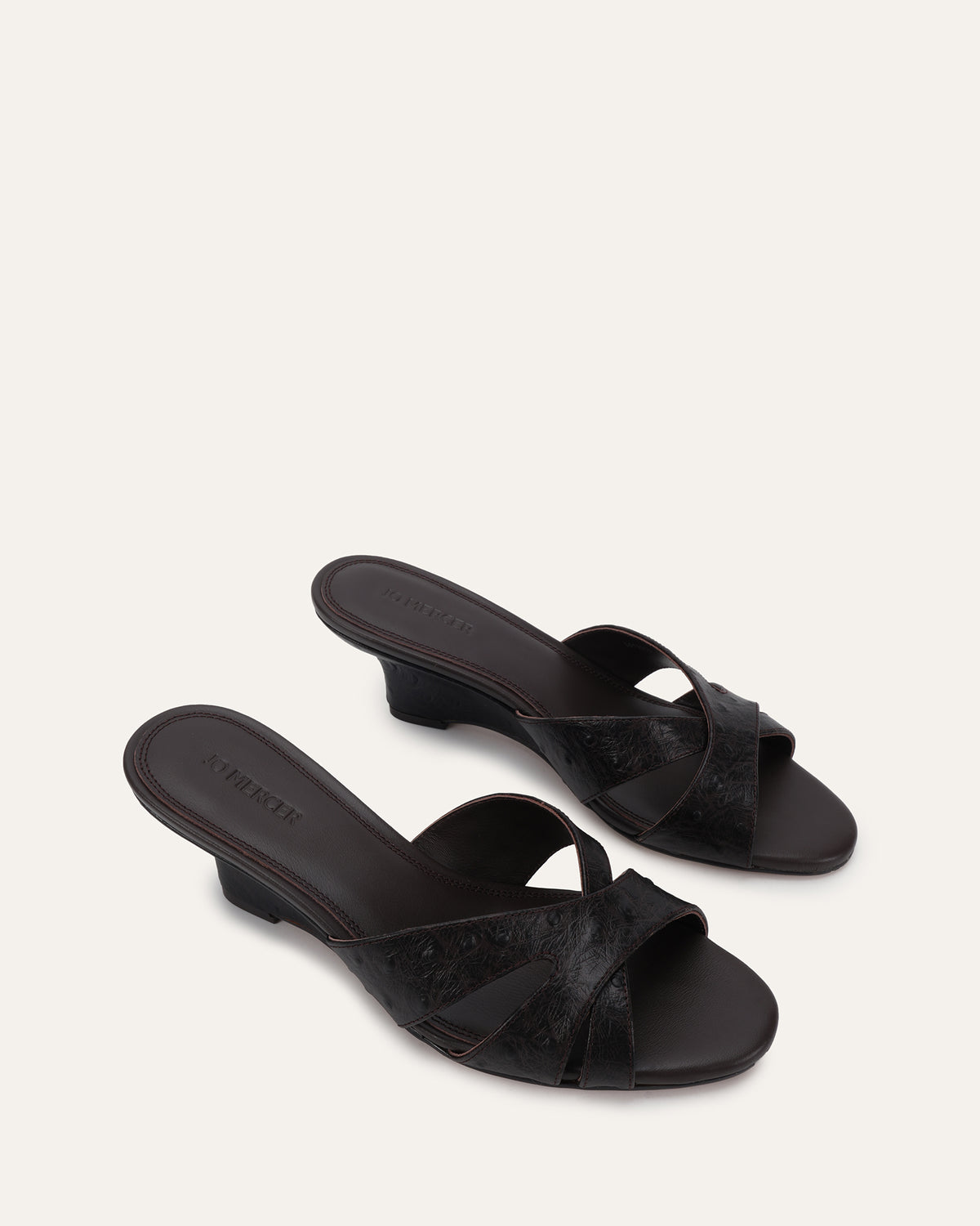 BANKS MID WEDGE SANDALS BITTER CHOC LEATHER