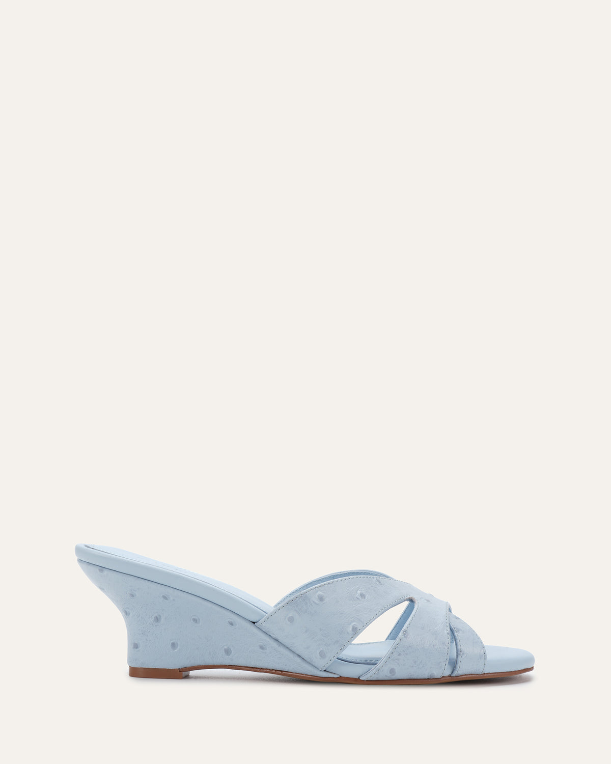 BANKS MID WEDGE SANDALS ICE BLUE OSTRICH PRINT