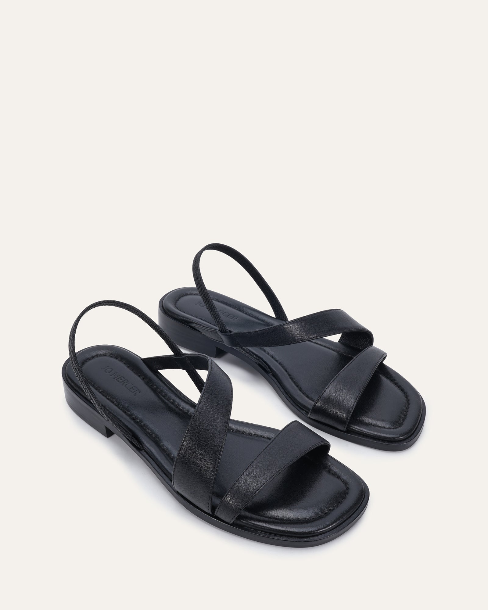 BENNIE FLAT SANDALS BLACK LEATHER