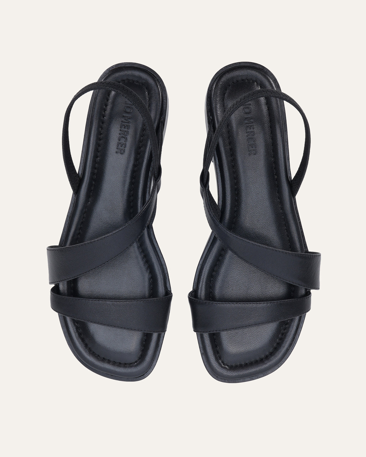 BENNIE FLAT SANDALS BLACK LEATHER