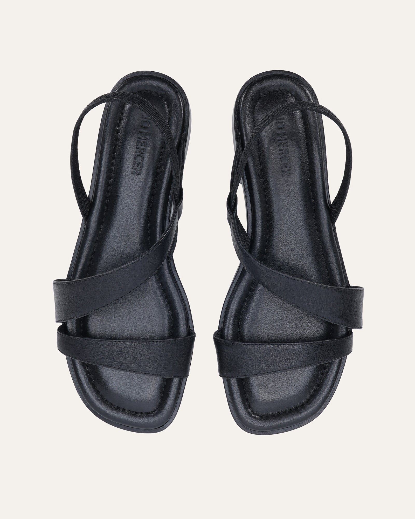 BENNIE FLAT SANDALS BLACK LEATHER image