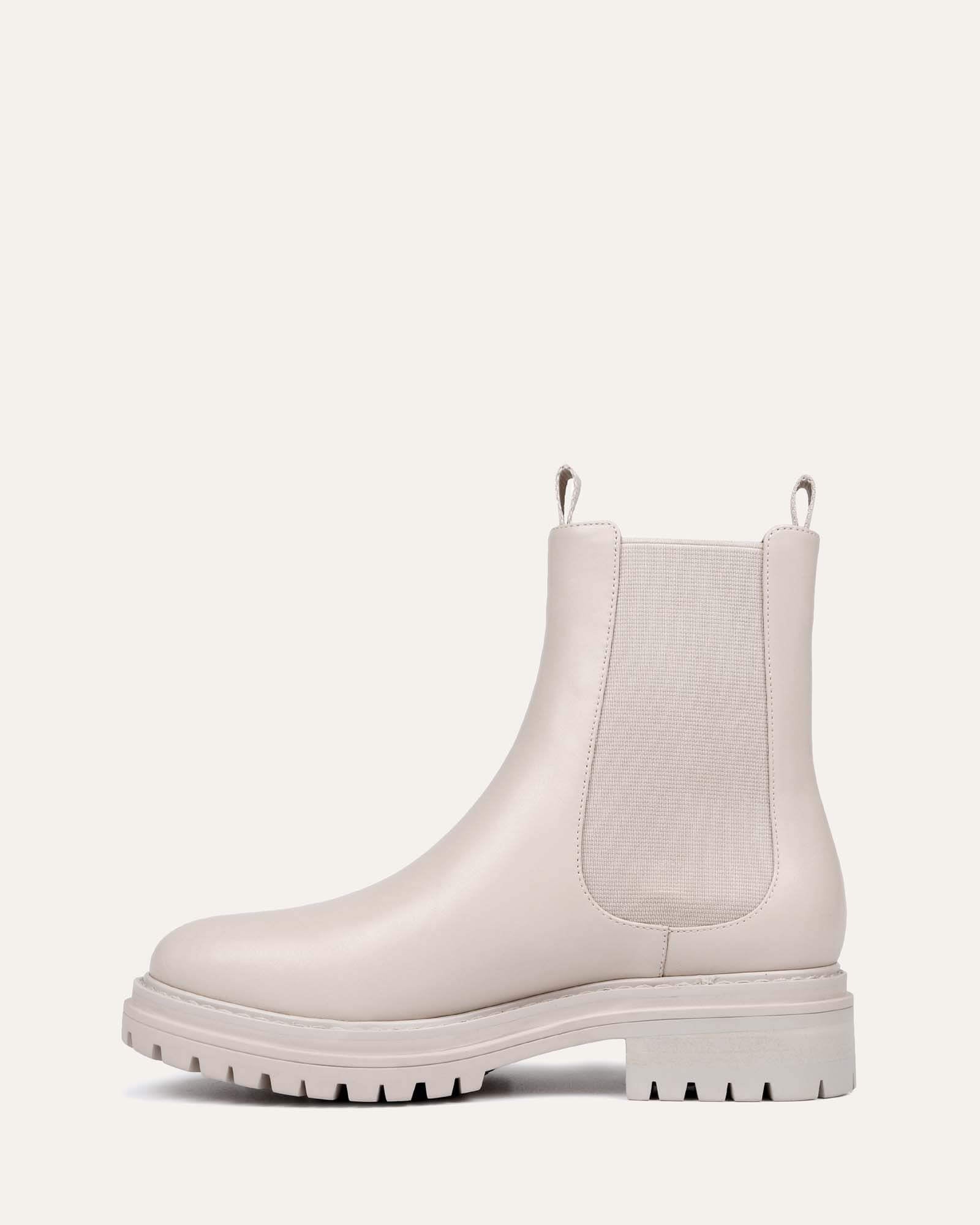 BLOOM FLAT ANKLE BOOTS BONE LEATHER image