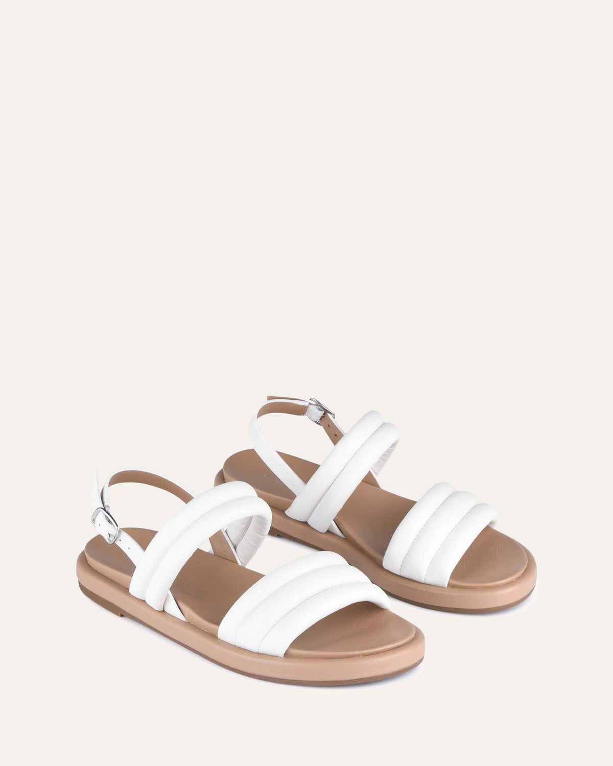 CABEL FLAT SANDALS WHITE LEATHER