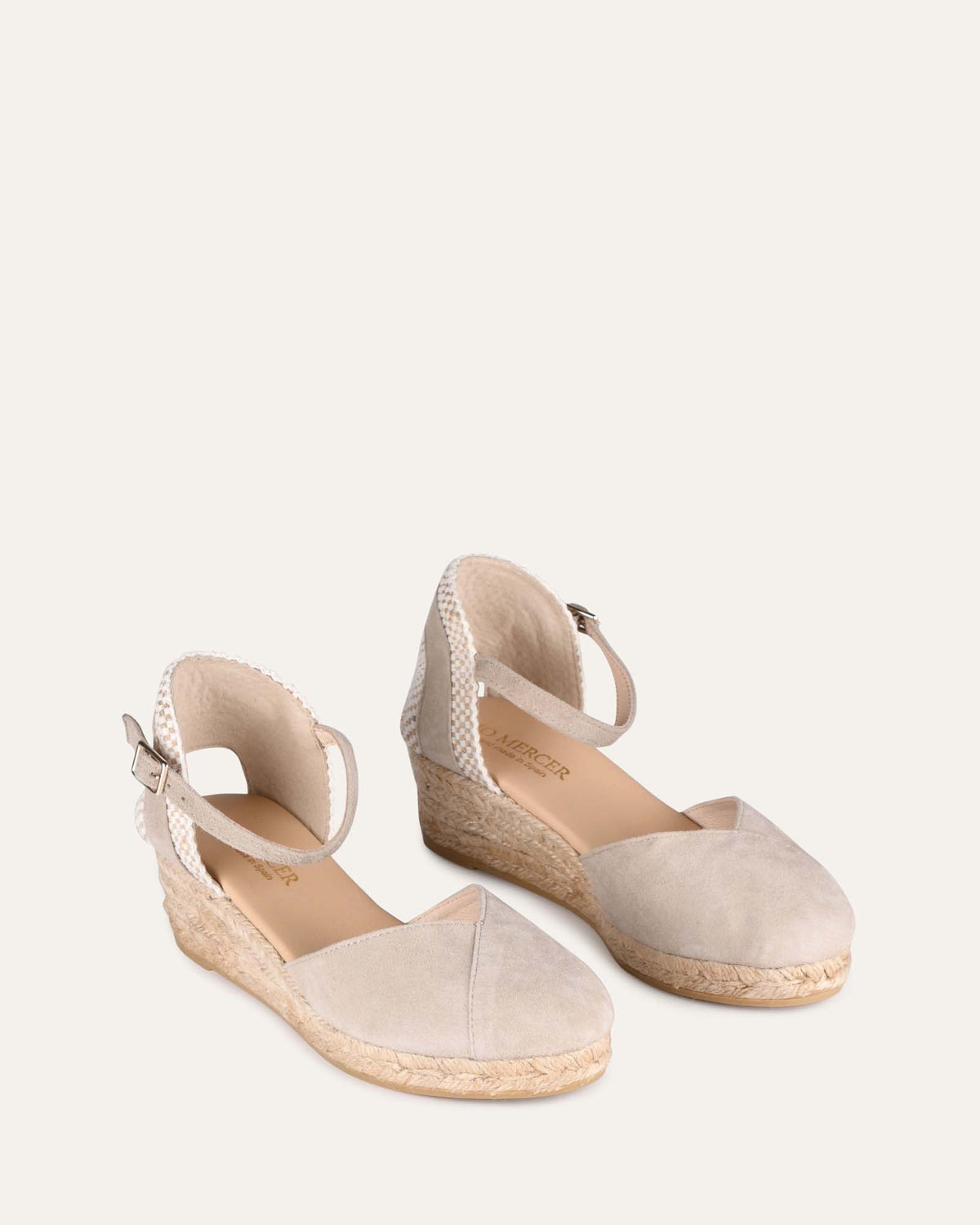 CALISTA LOW HEEL WEDGE ESPADRILLES LIGHT TAUPE SUEDE