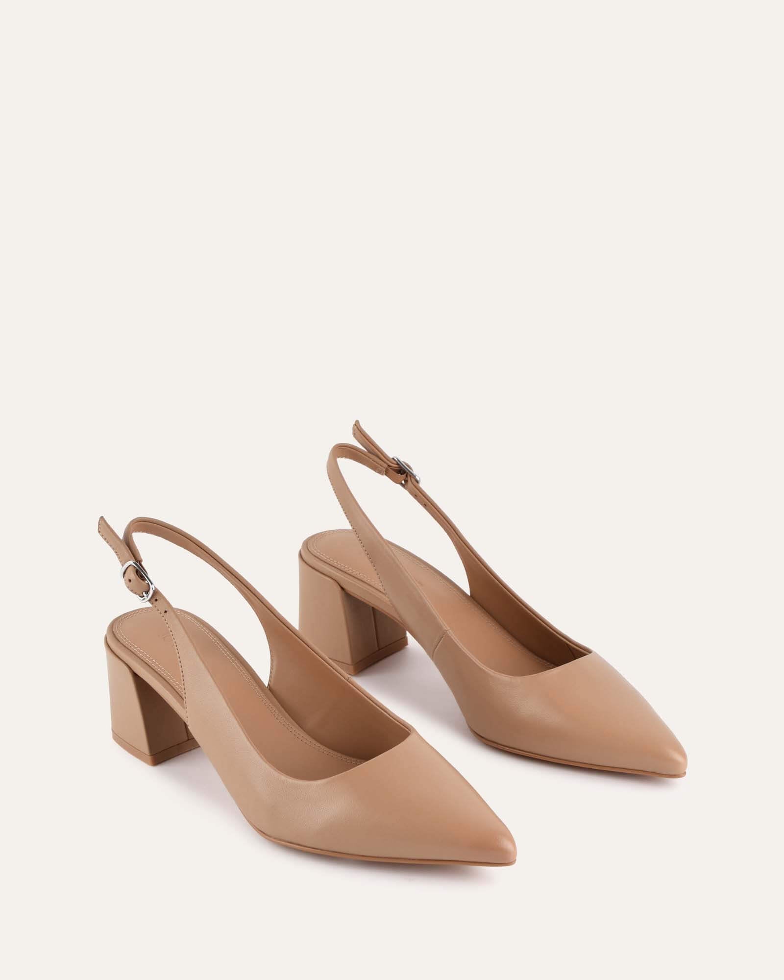 CARA LOW HEELS TAN LEATHER image