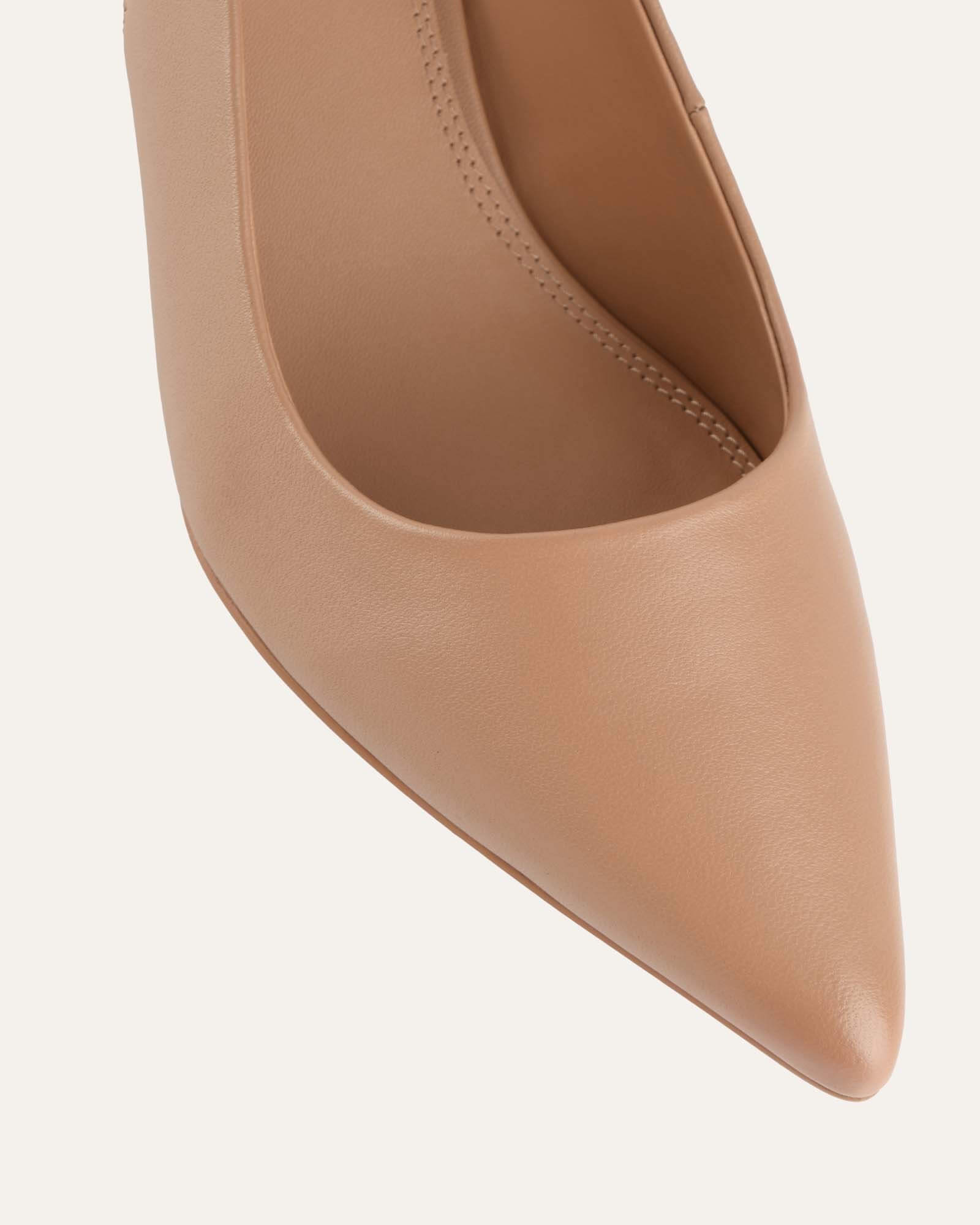 CARA LOW HEELS TAN LEATHER image