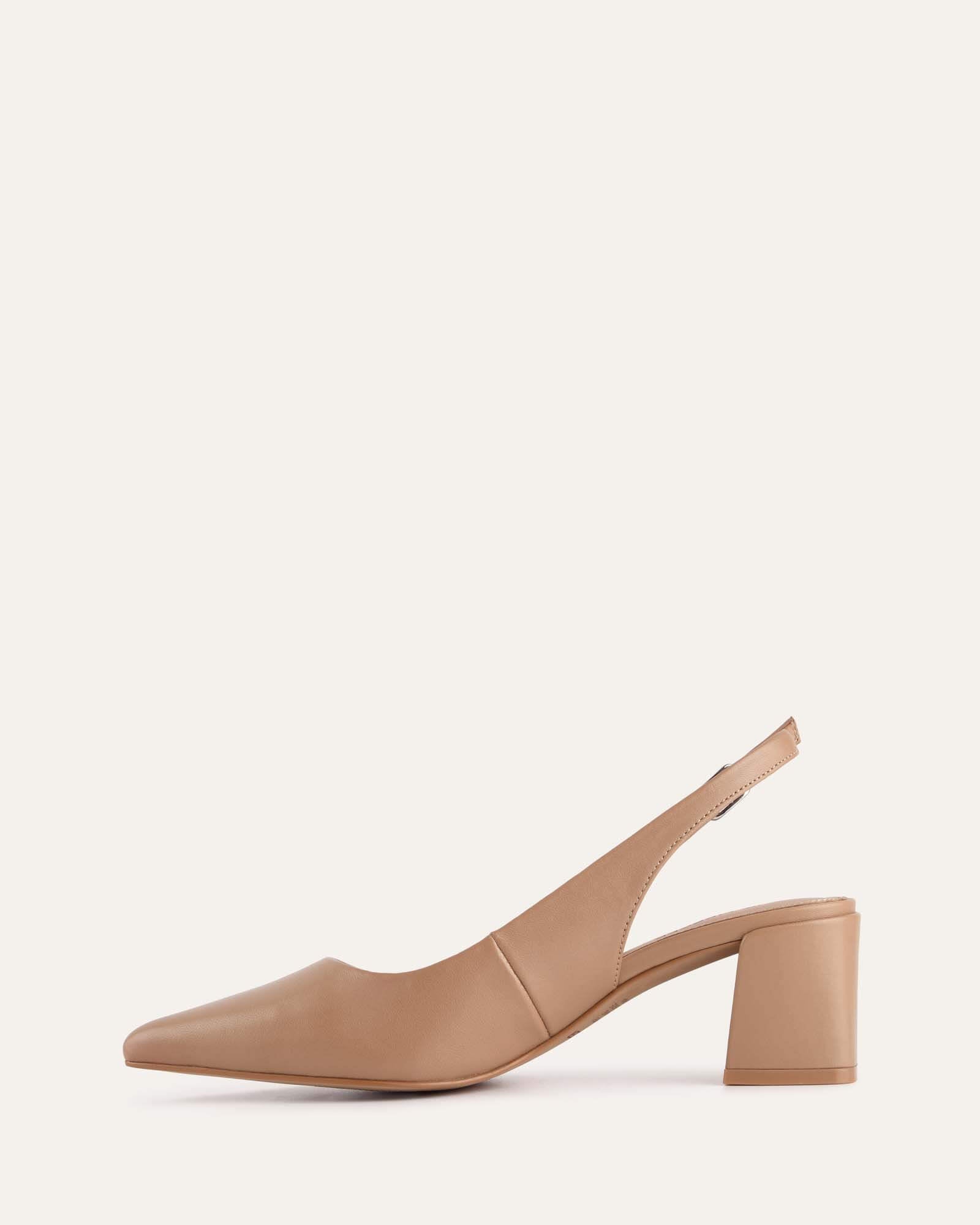 CARA LOW HEELS TAN LEATHER image