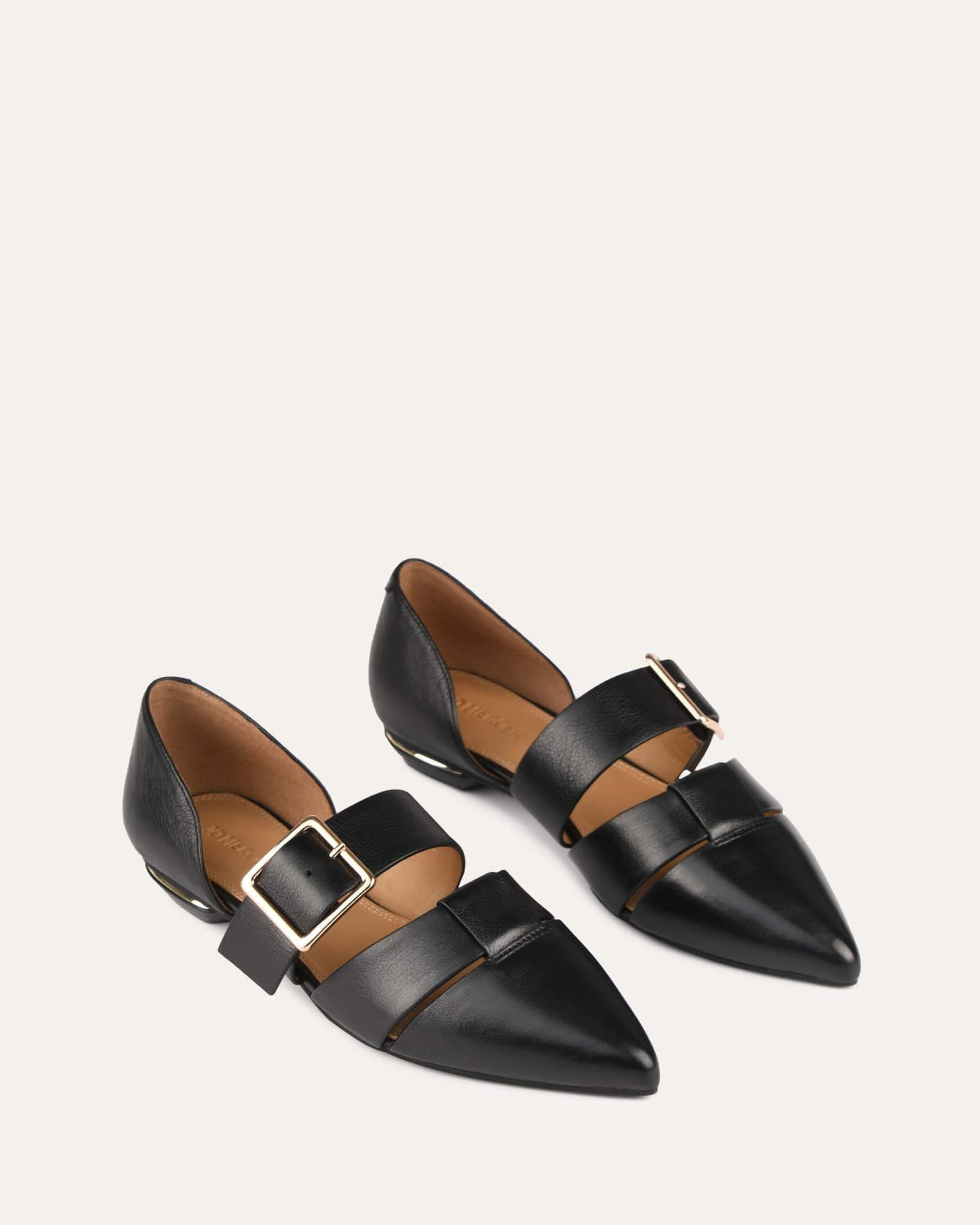 CARLA DRESS FLATS BLACK LEATHER image