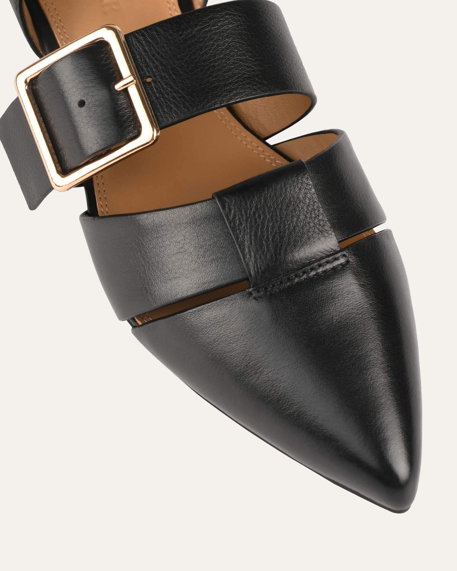 CARLA DRESS FLATS BLACK LEATHER image