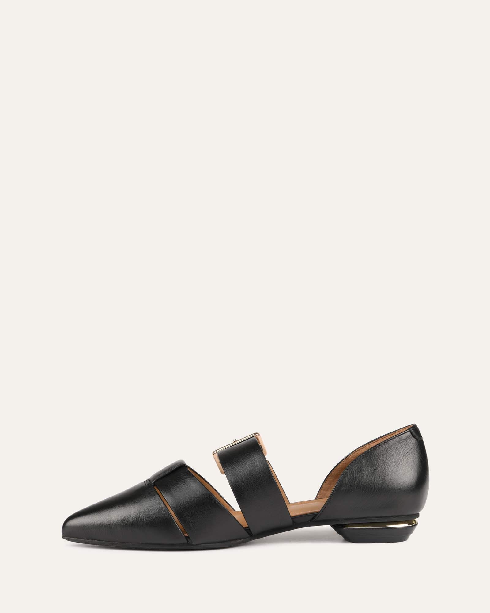 CARLA DRESS FLATS BLACK LEATHER image
