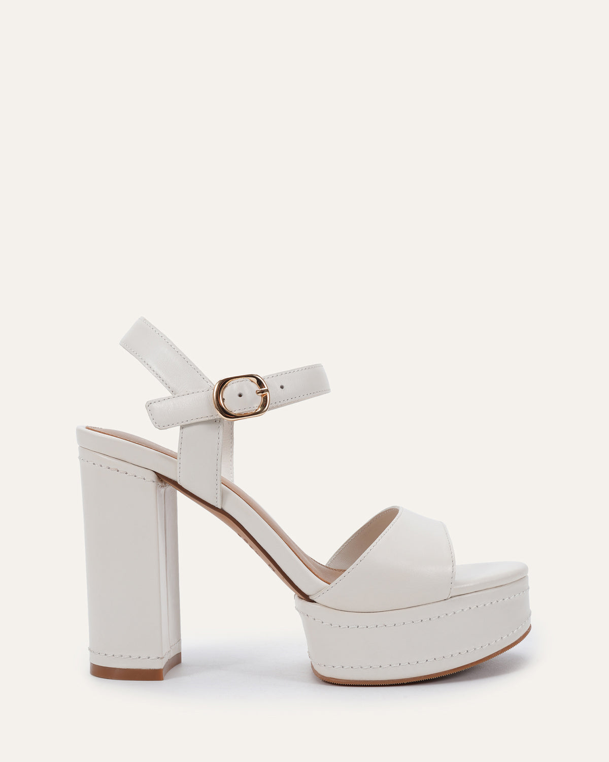 CASEY HIGH HEEL PLATFORM SANDALS ANTIQUE WHITE LEATHER