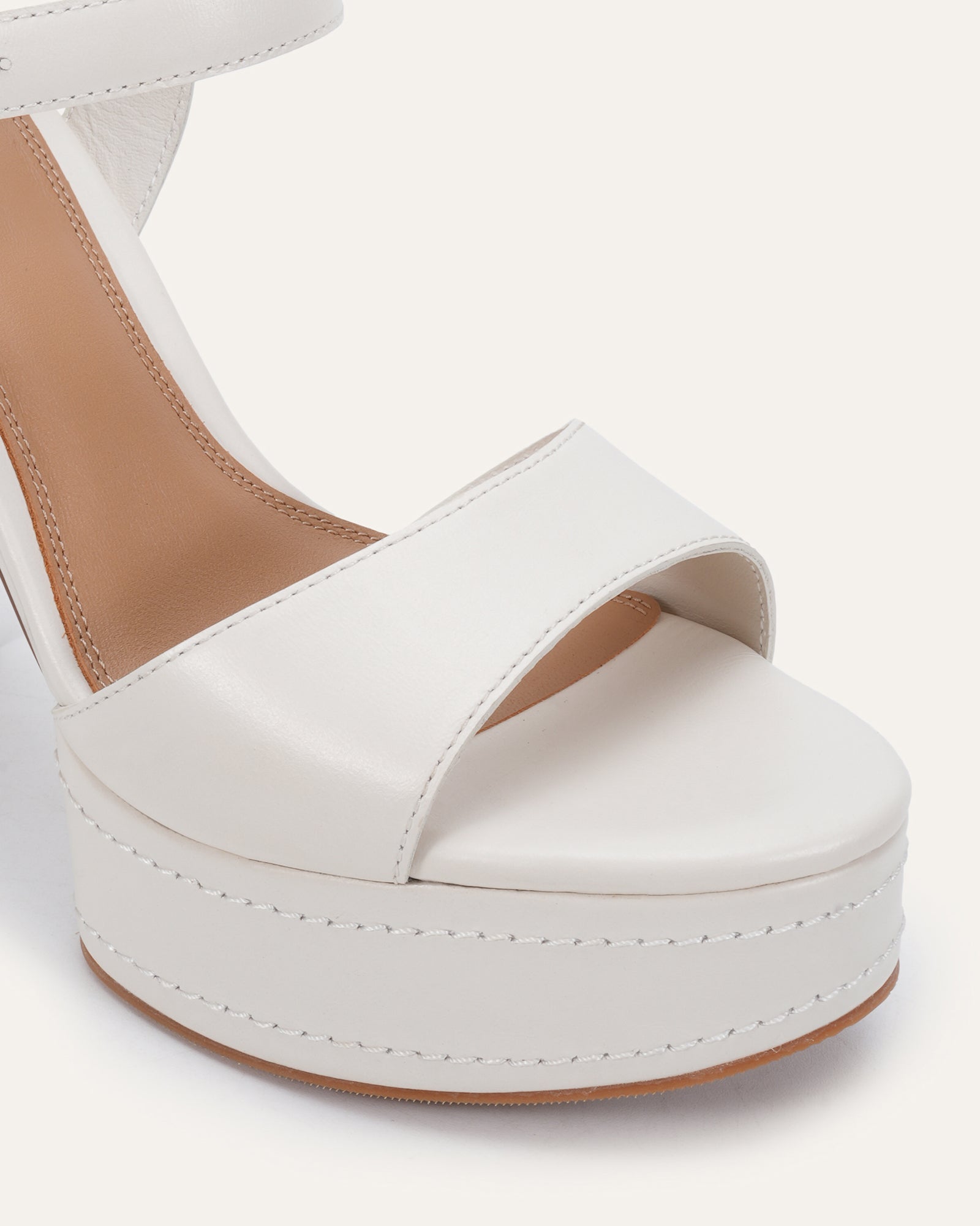 CASEY HIGH HEEL PLATFORM SANDALS ANTIQUE WHITE LEATHER image