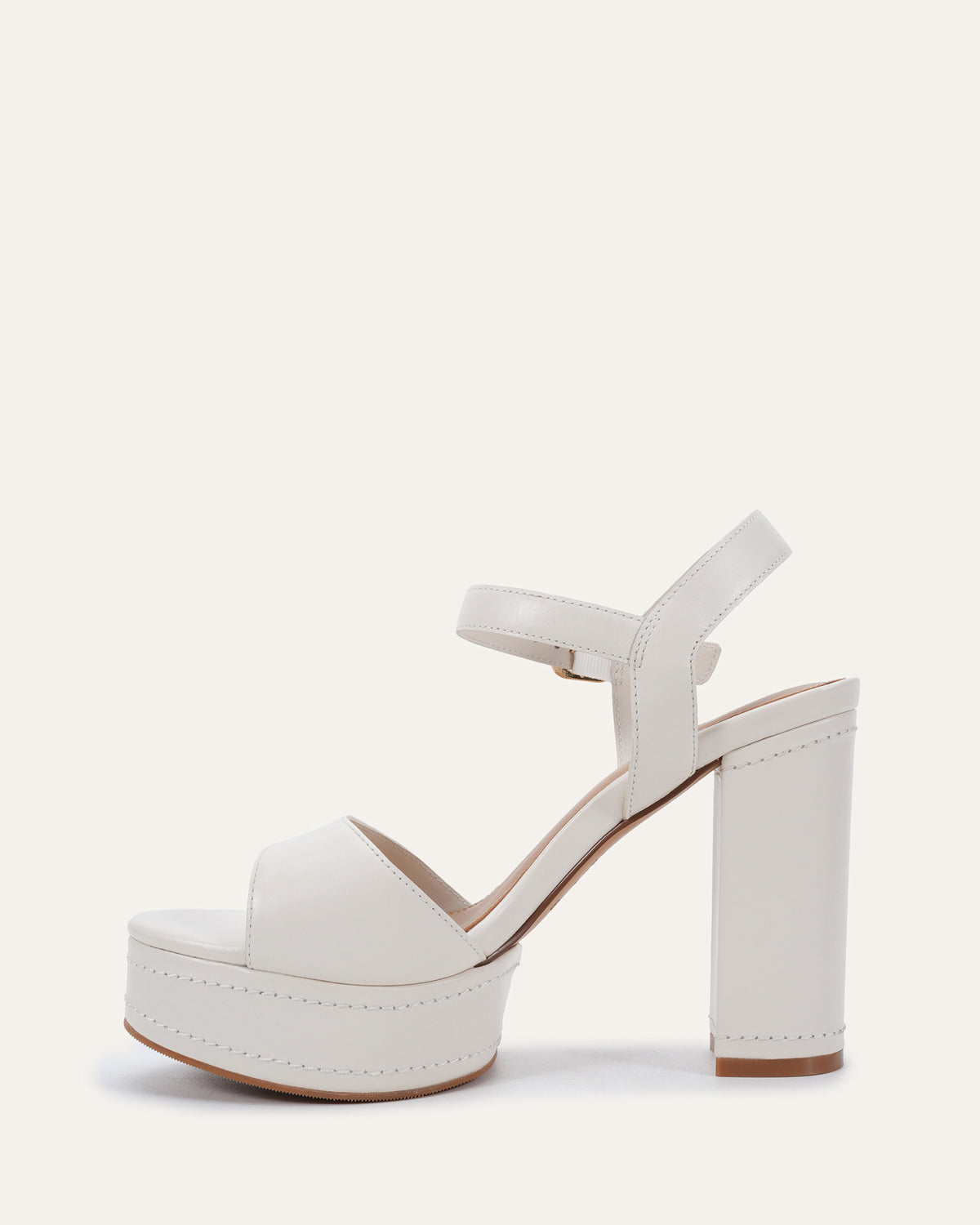 CASEY HIGH HEEL PLATFORM SANDALS ANTIQUE WHITE LEATHER
