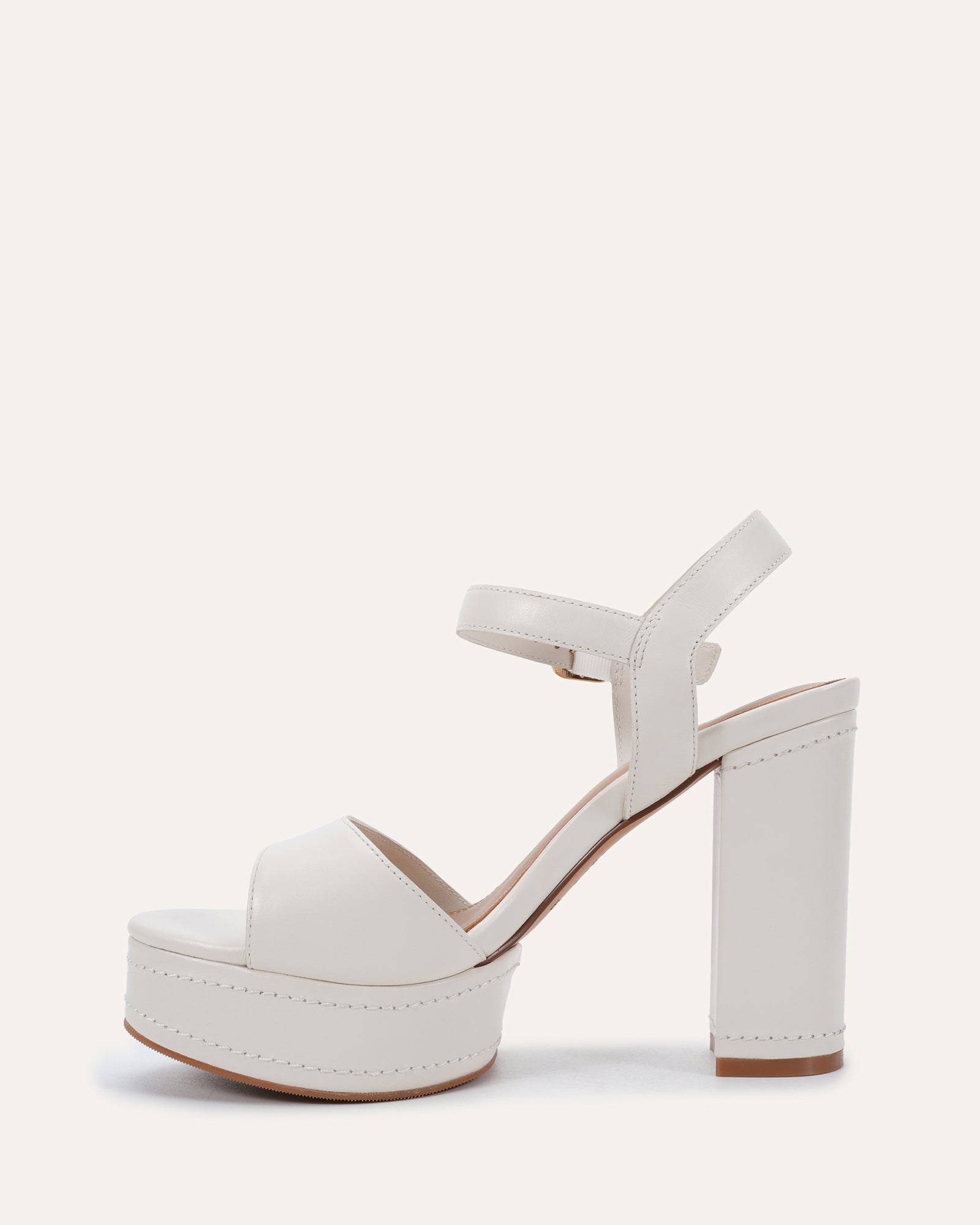CASEY HIGH HEEL PLATFORM SANDALS ANTIQUE WHITE LEATHER image